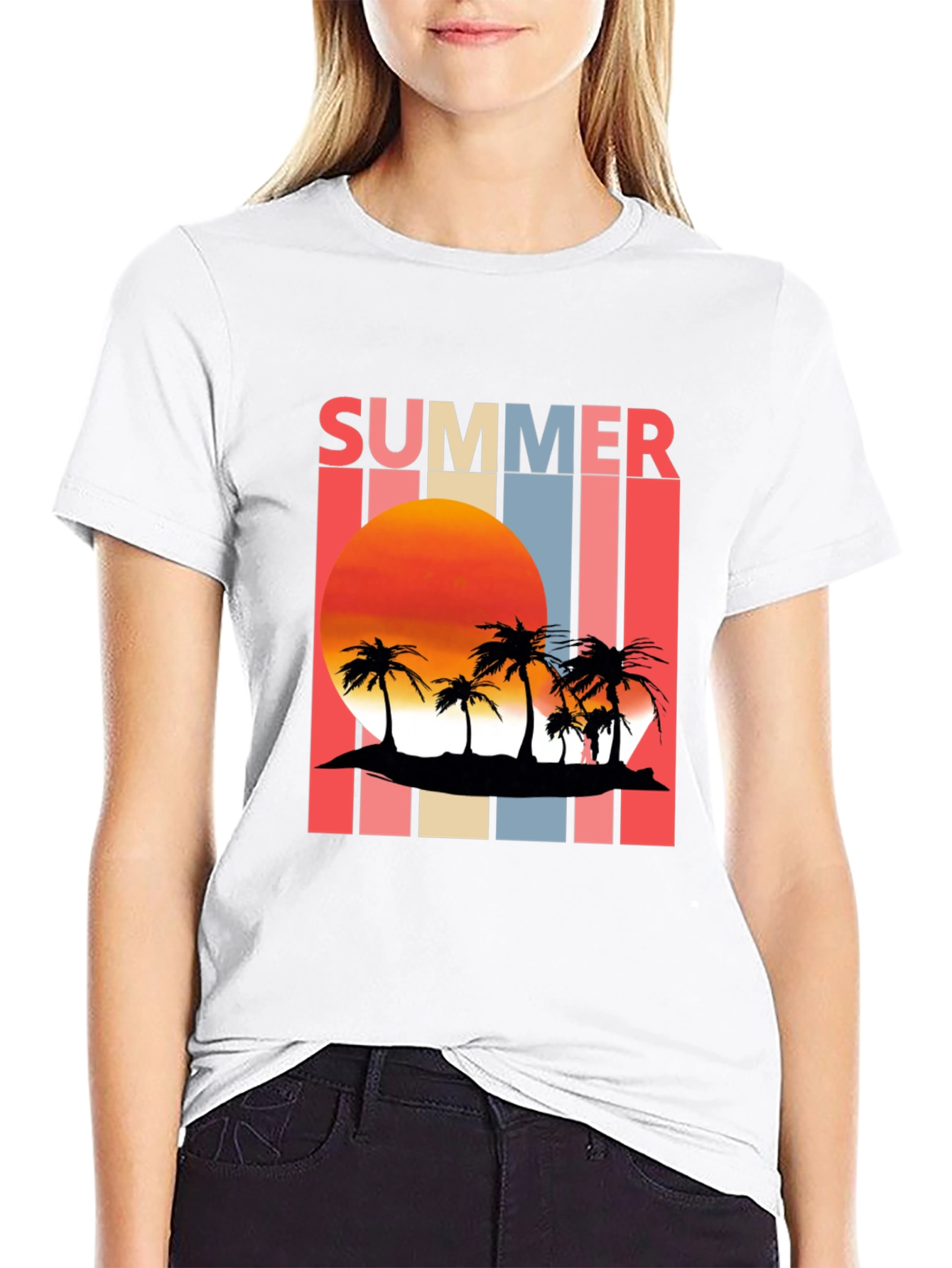 Retro Summer Sunset Palm Tree T-Shirt