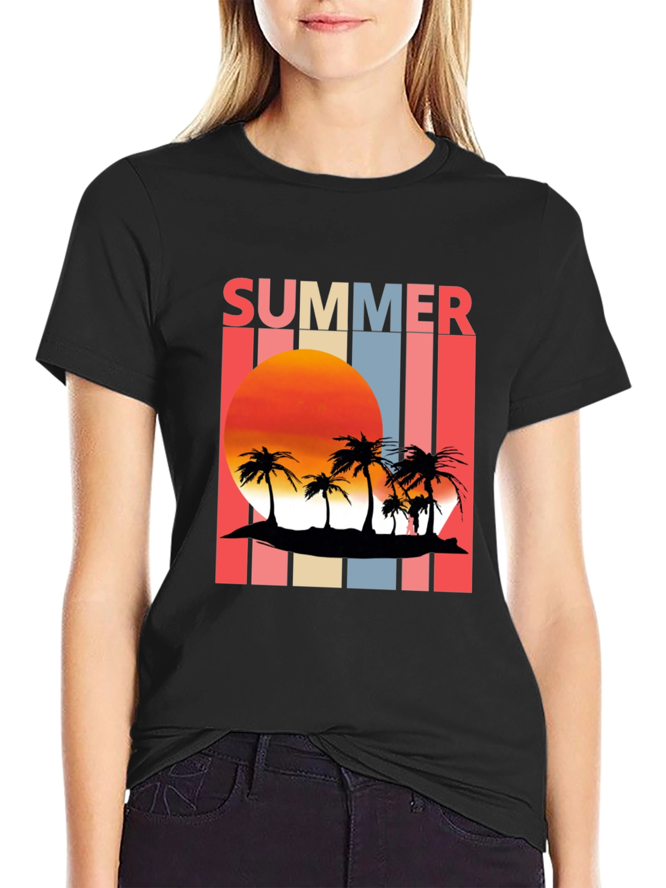 Retro Summer Sunset Palm Tree T-Shirt