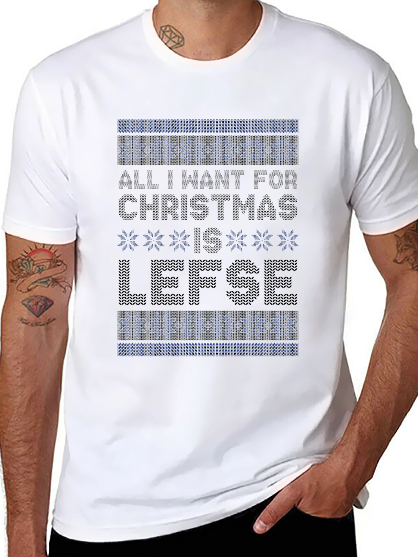 Christmas Lefse Ugly Sweater Style Tee