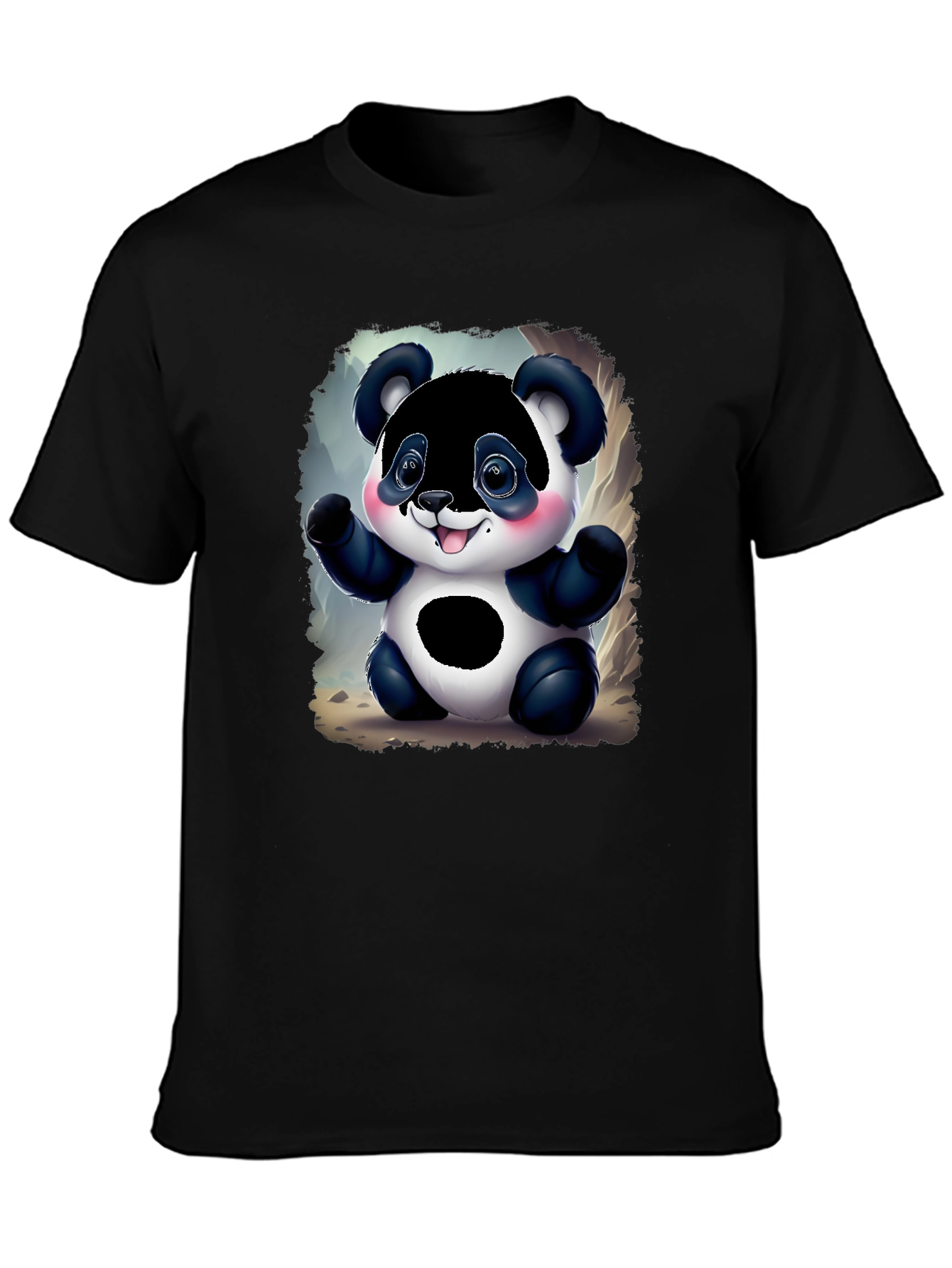 Cute Panda Bear Graphic Tee - Black Unisex Shirt