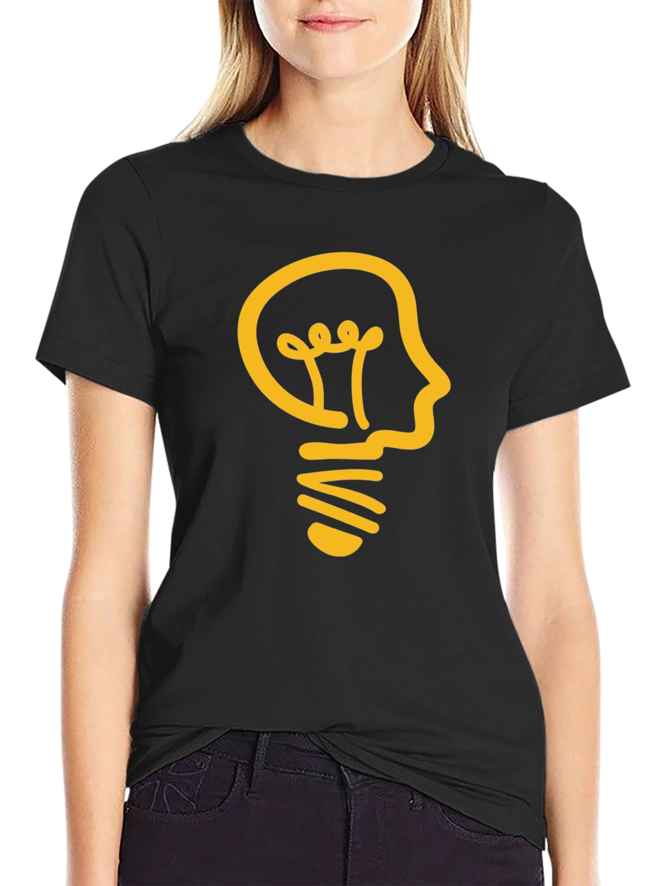 Thinker Bulb Black Tee - Smart Idea Shirt