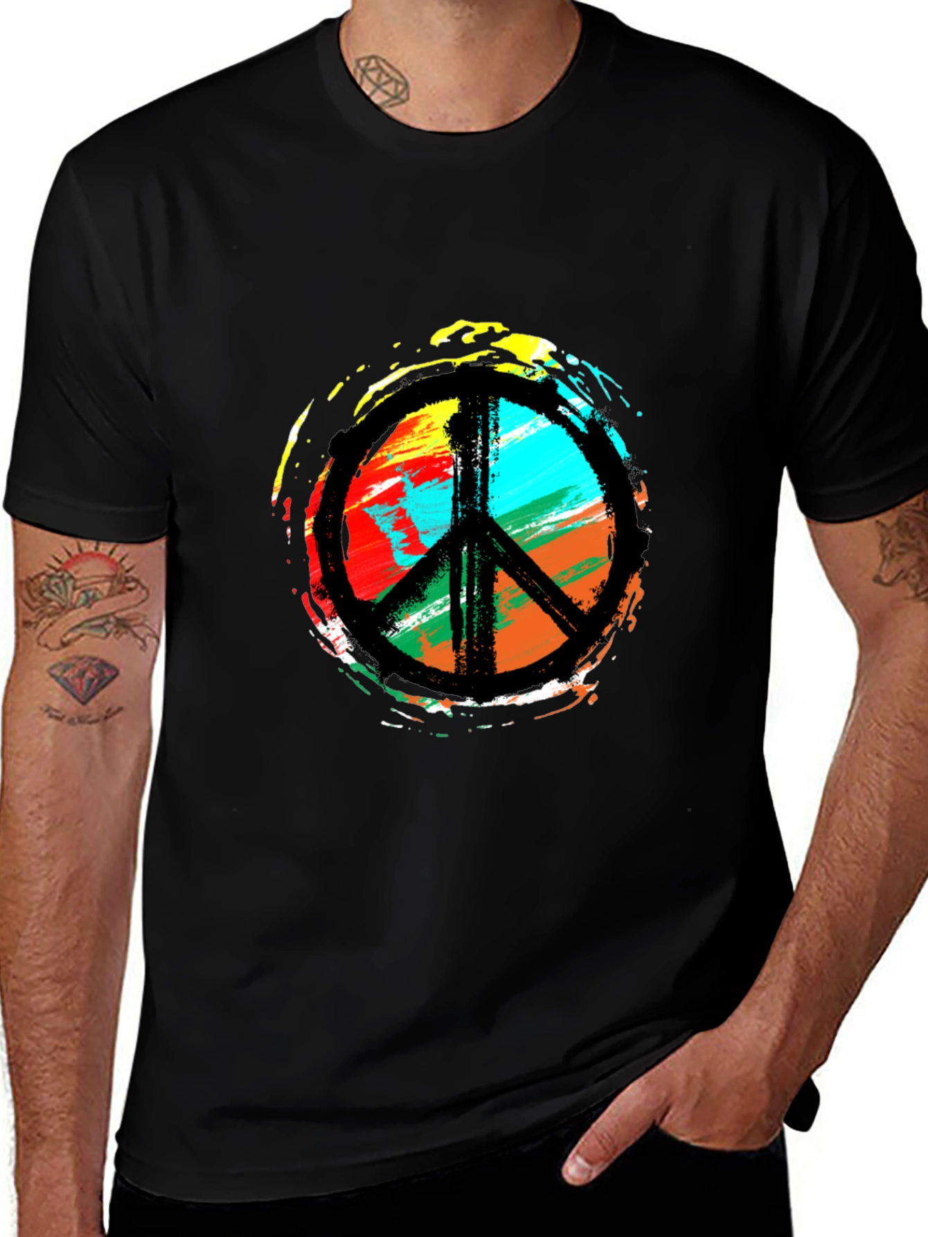Peace Sign Graphic T-Shirt - Vibrant Artistic Design