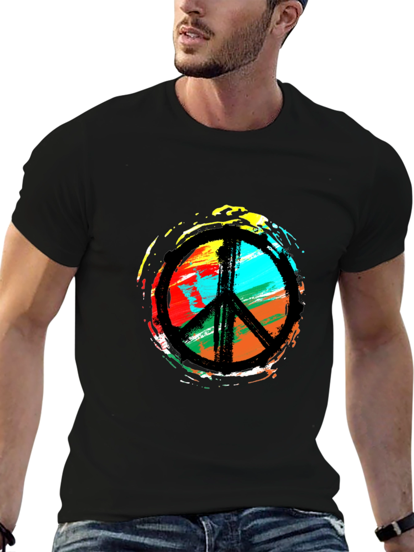 Peace Sign Graphic T-Shirt - Vibrant Artistic Design