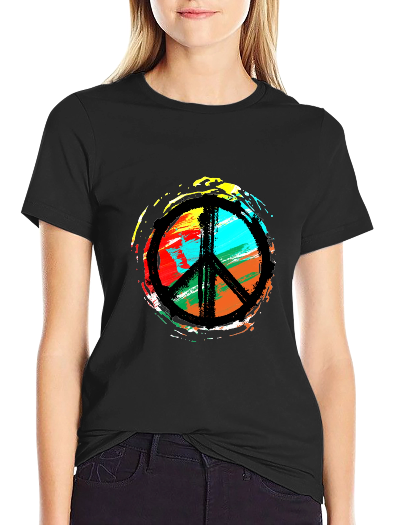 Peace Sign Graphic T-Shirt - Vibrant Artistic Design
