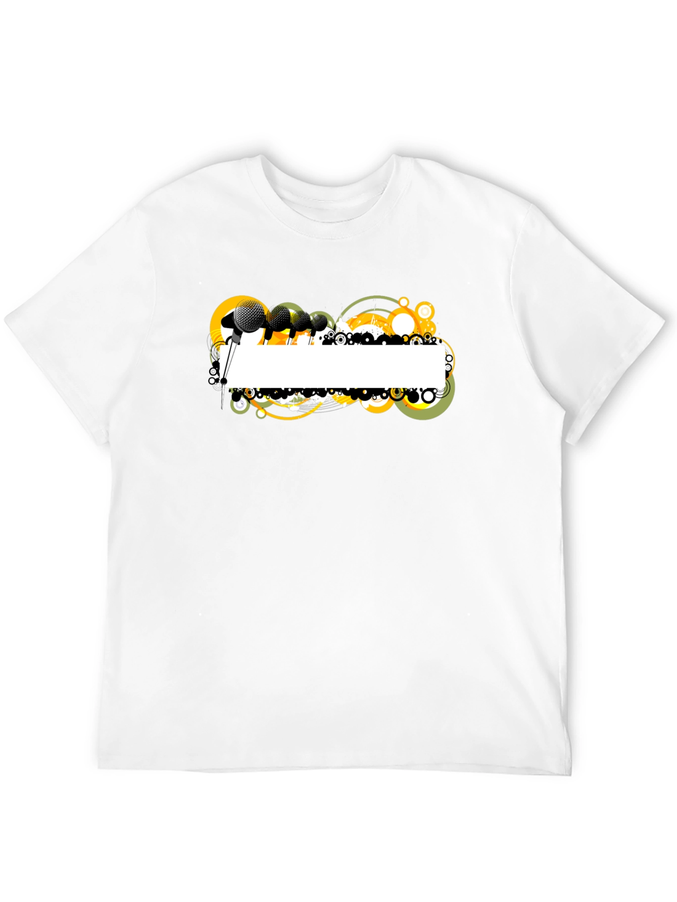 Black Graphic T-Shirt with Microphone Design