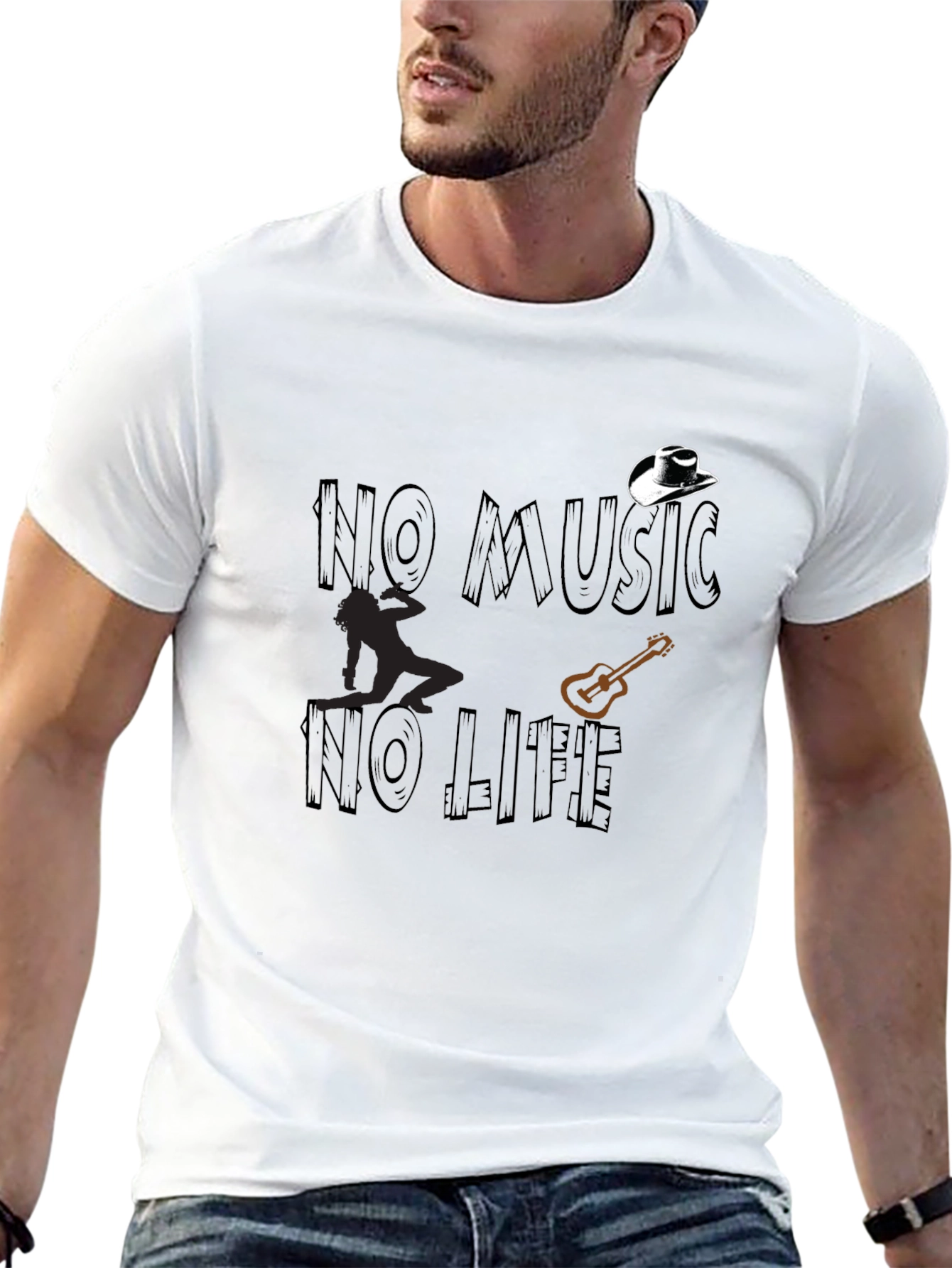 No Music No Life Graphic Tee - Black