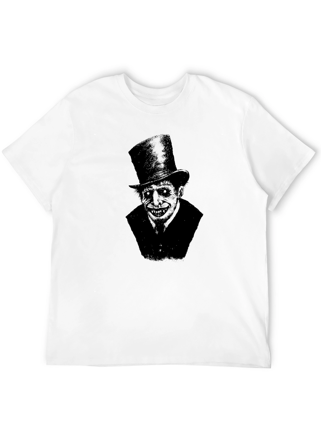 Creepy Top Hat Man Graphic T-Shirt - Black