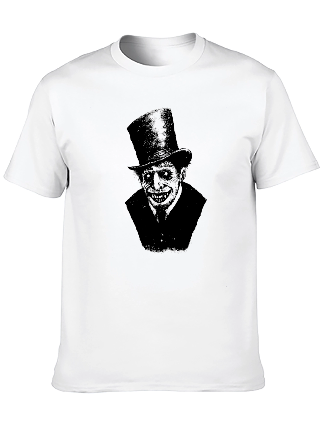 Creepy Top Hat Man Graphic T-Shirt - Black