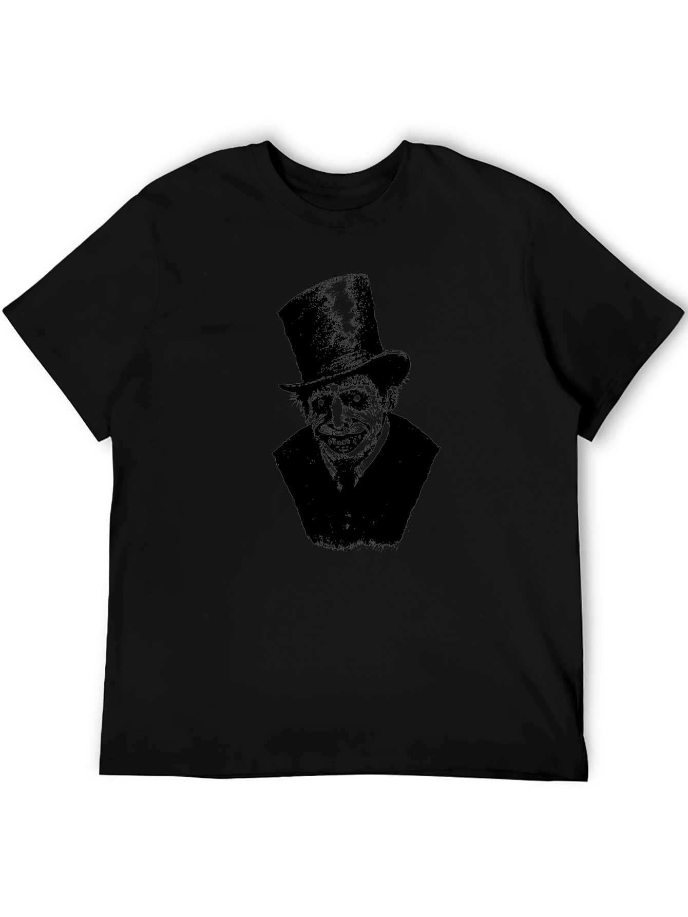 Creepy Top Hat Man Graphic T-Shirt - Black
