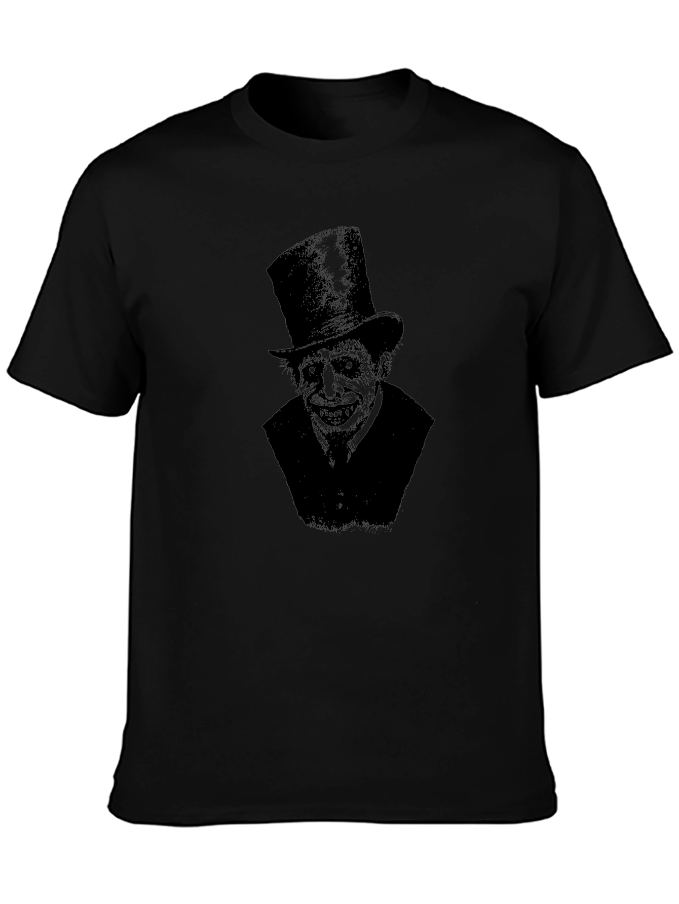 Creepy Top Hat Man Graphic T-Shirt - Black