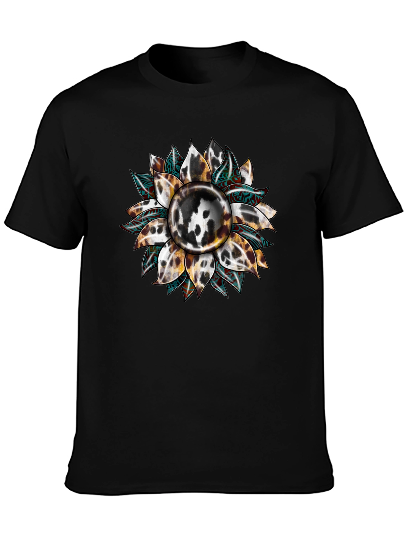 Cow Print Sunflower Graphic Tee