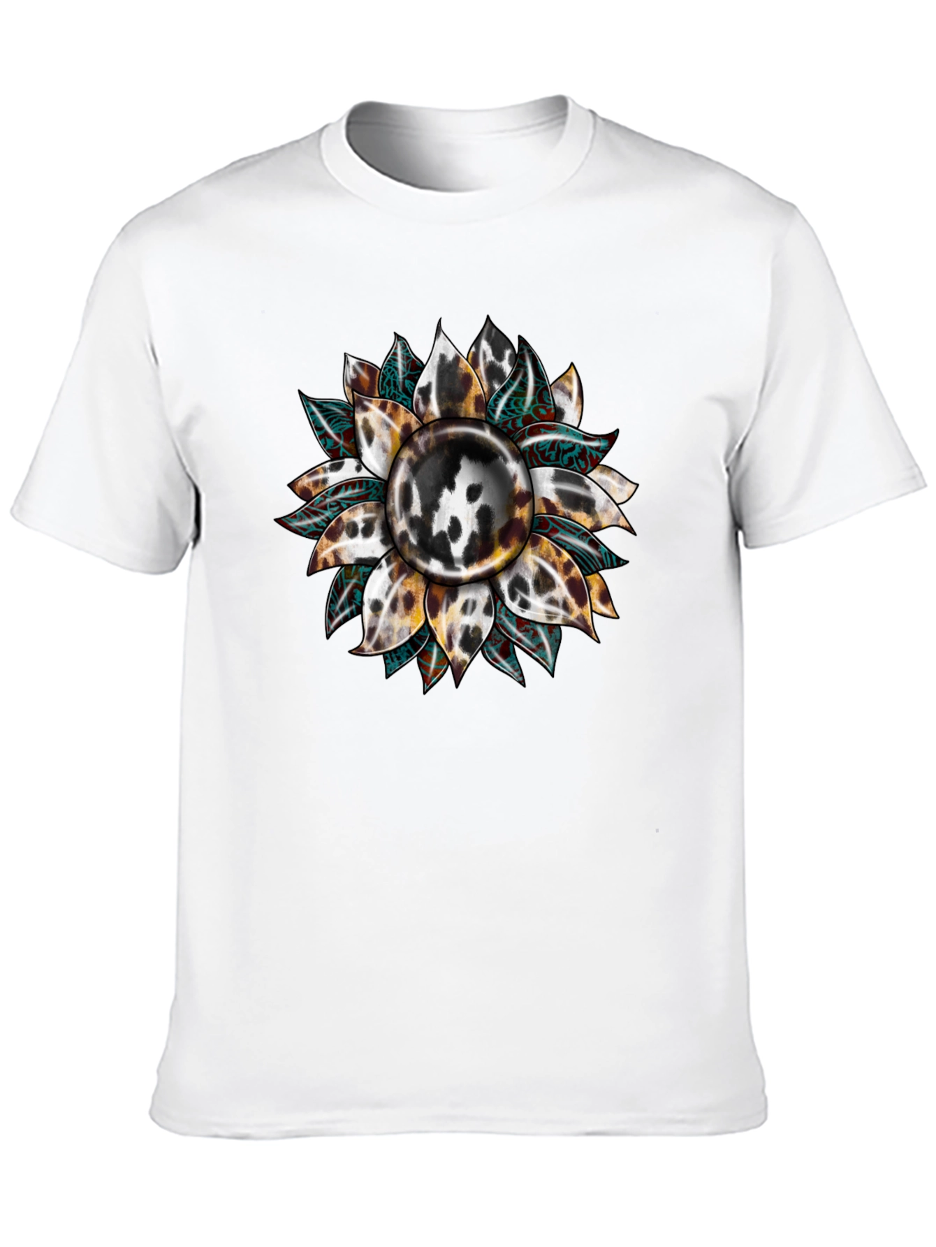 Cow Print Sunflower Graphic Tee