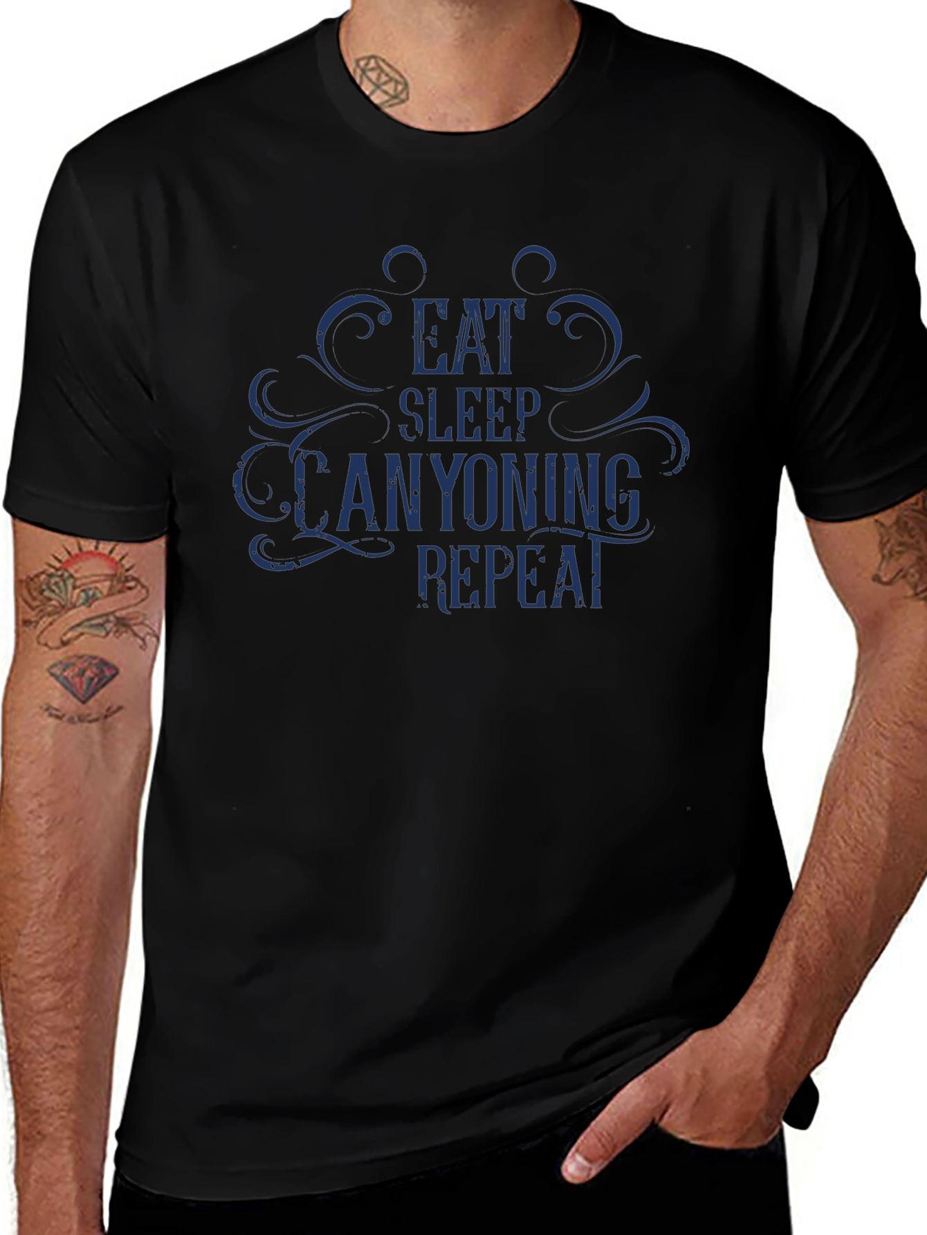 Eat Sleep Canyoning Repeat Black T-Shirt