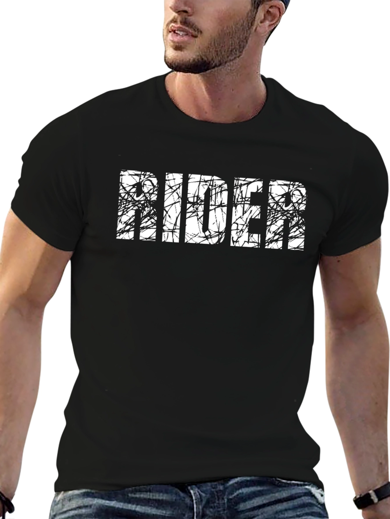 Rider Graphic Tee - Black Cotton T-Shirt