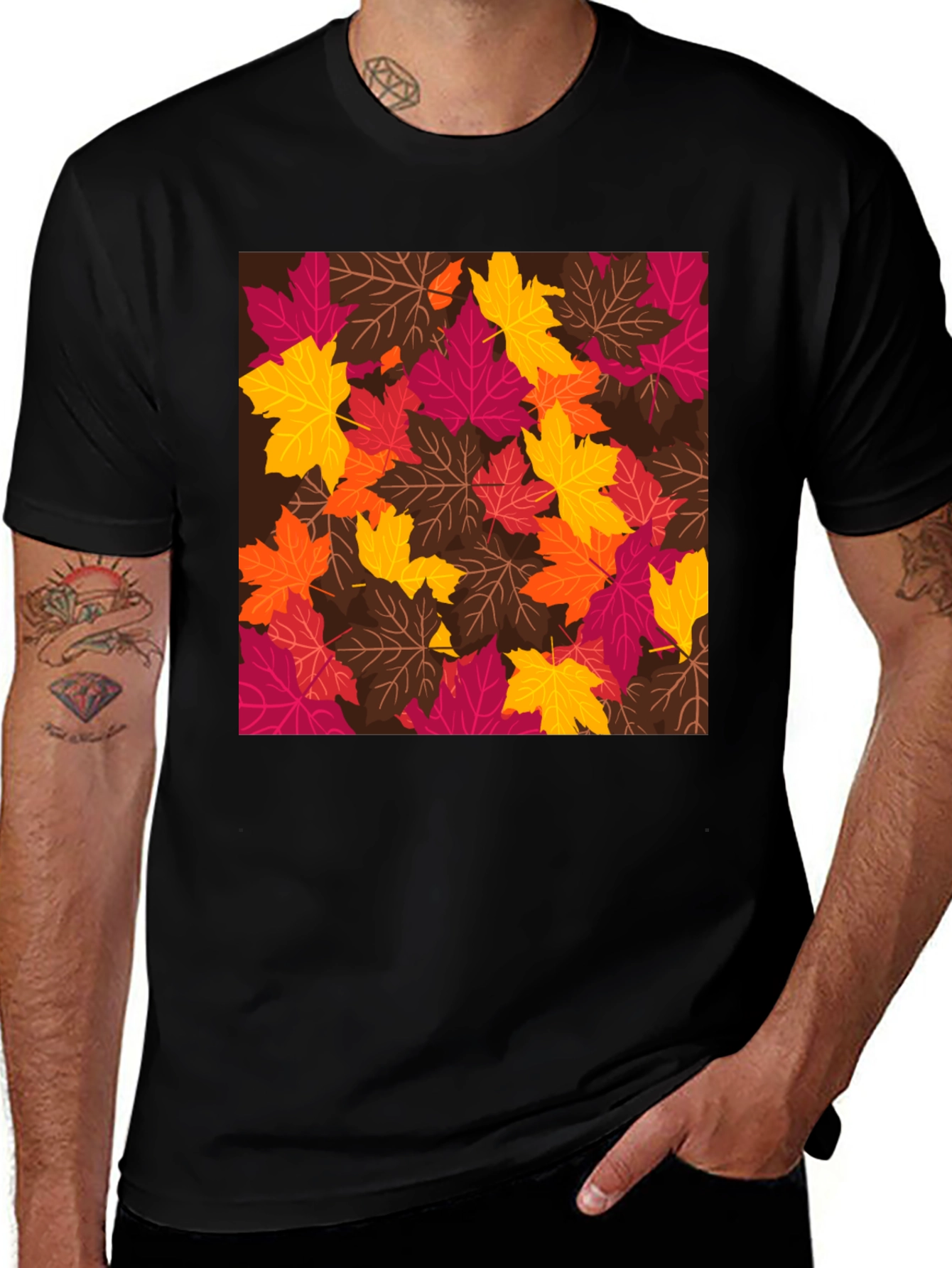 Autumn Leaves Graphic Tee - Stylish Fall T-Shirt