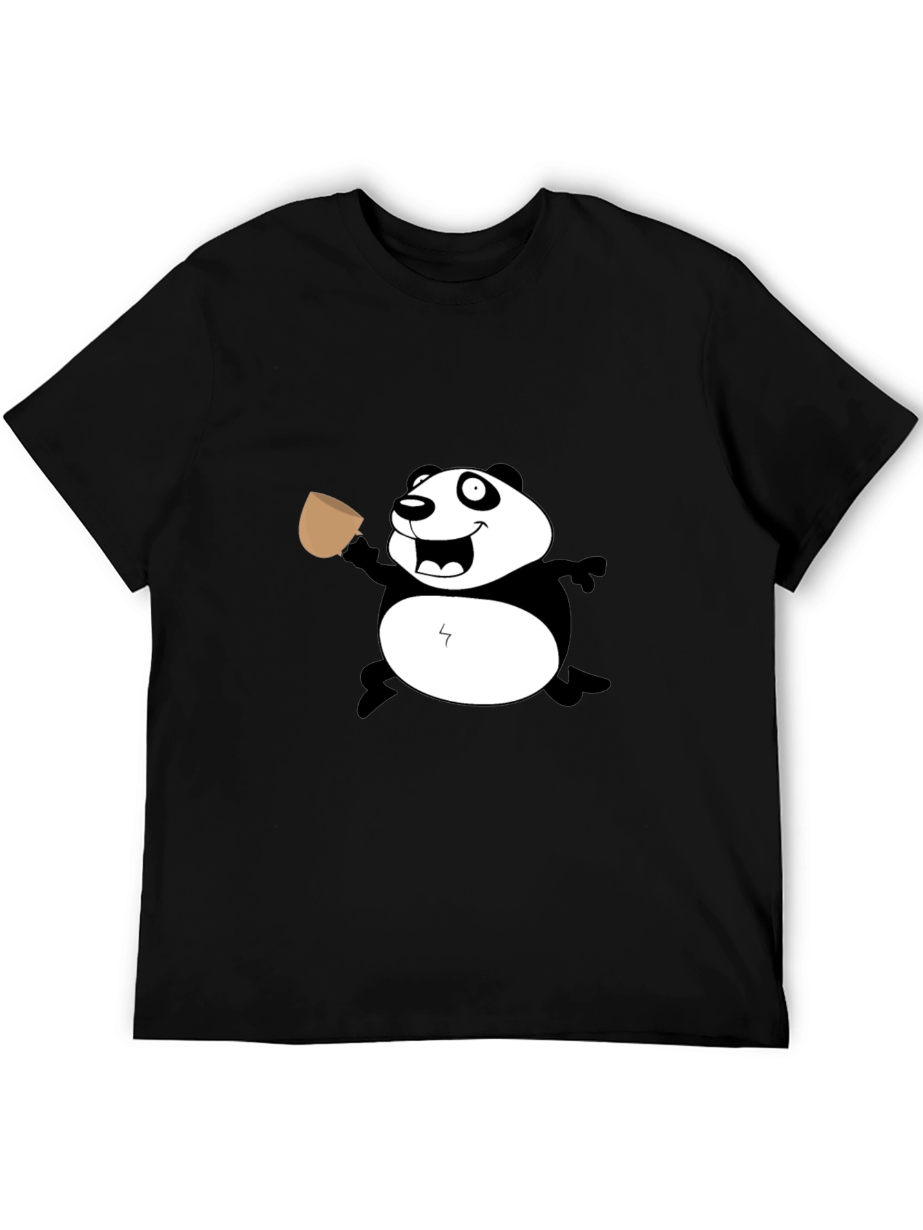 Funny Panda Coffee T-Shirt - Casual Black Tee
