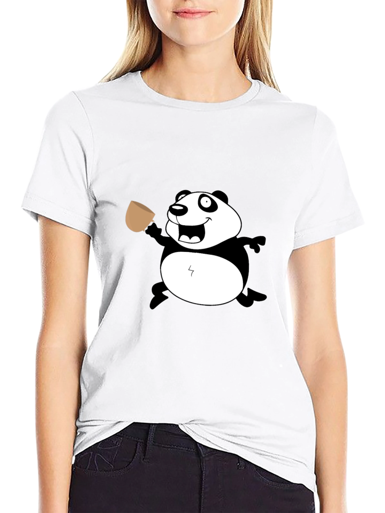 Funny Panda Coffee T-Shirt - Casual Black Tee