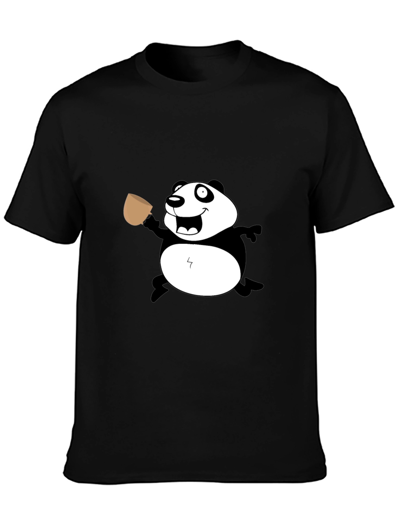 Funny Panda Coffee T-Shirt - Casual Black Tee