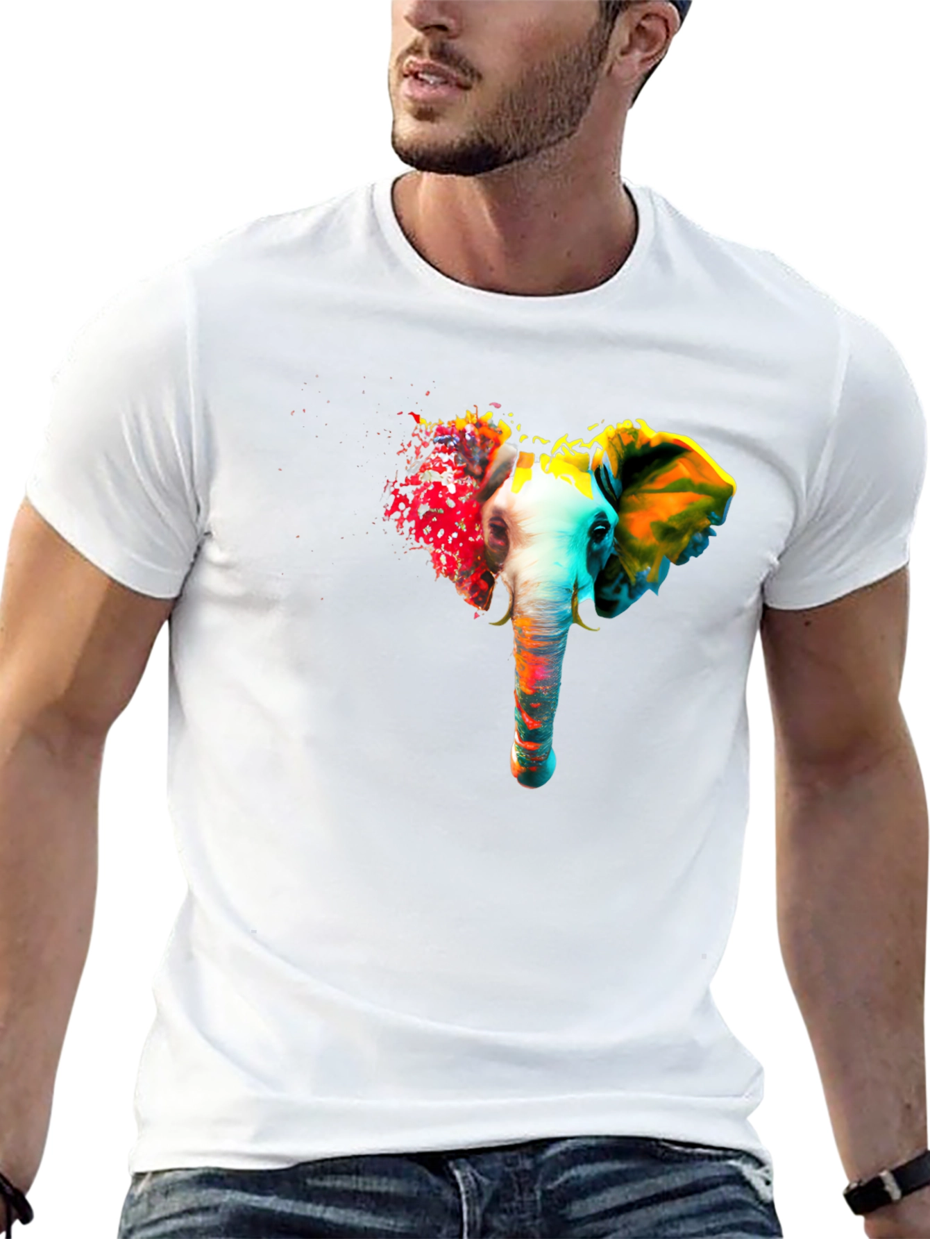 Vibrant Elephant Graphic T-Shirt - Unique Art Tee