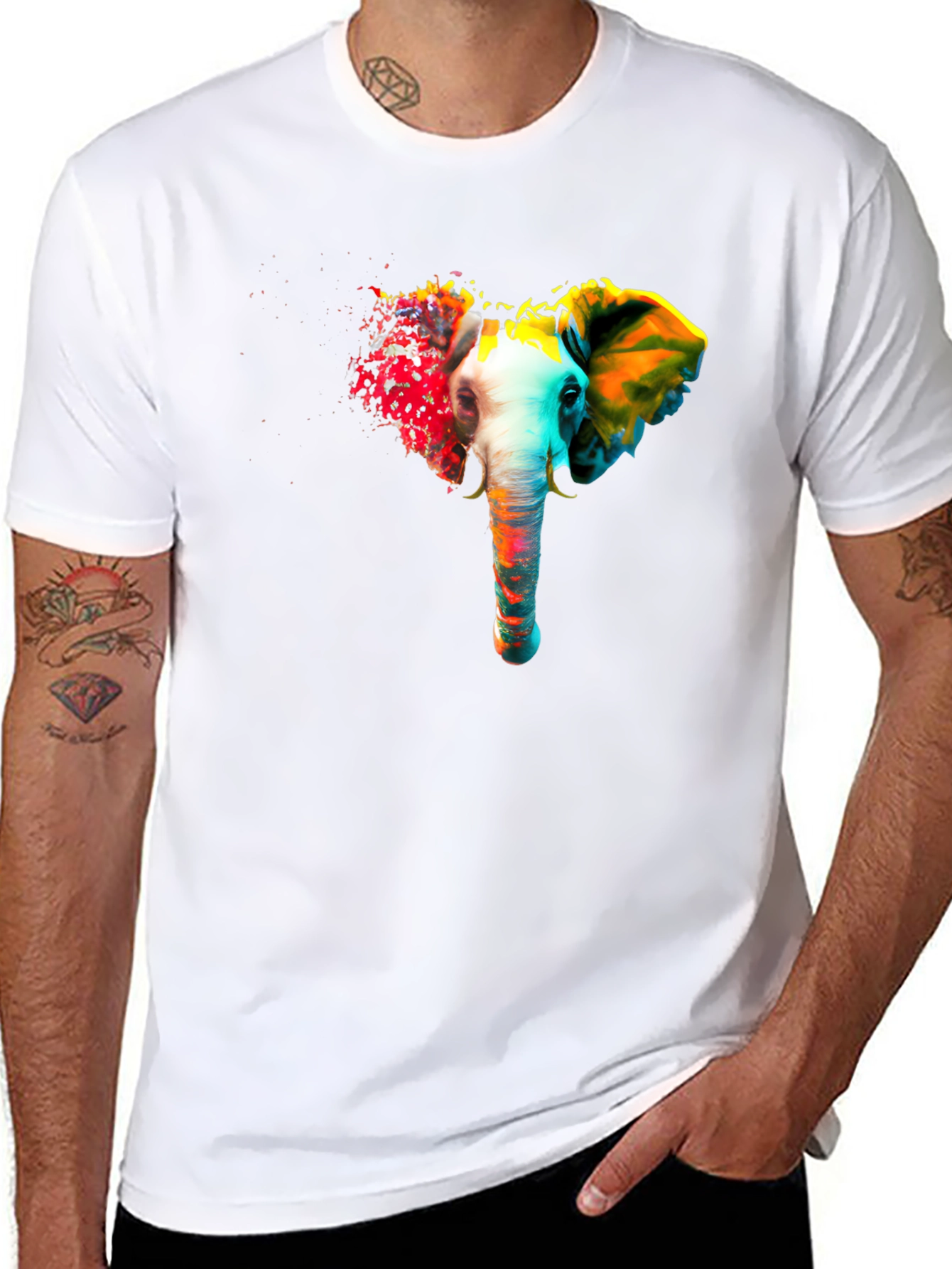 Vibrant Elephant Graphic T-Shirt - Unique Art Tee