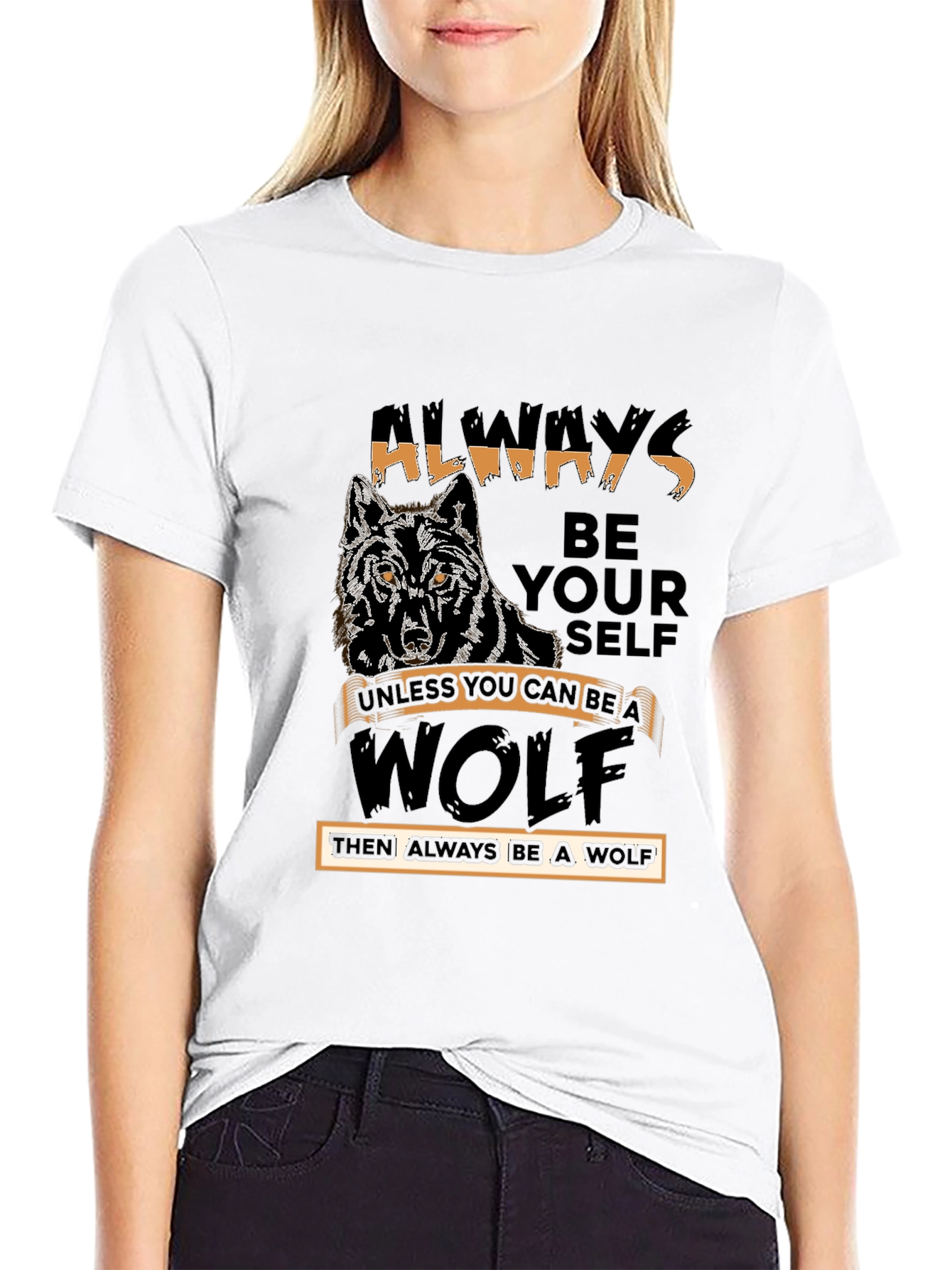 Always Be Yourself Wolf T-Shirt - Black