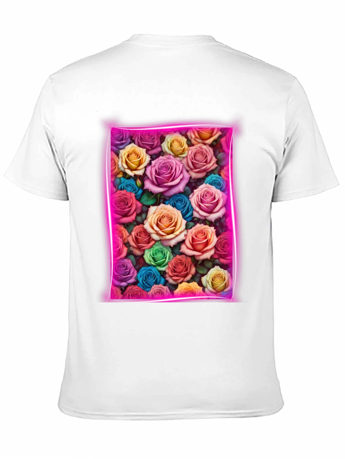 Floral Neon Rose T-Shirt - Trendy Graphic Tee