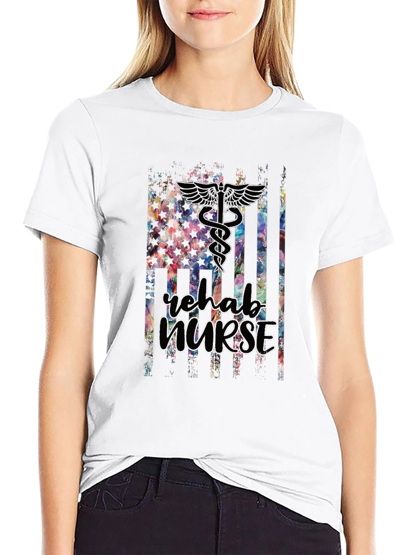 Rehab Nurse American Flag Tee - Nurse Apparel