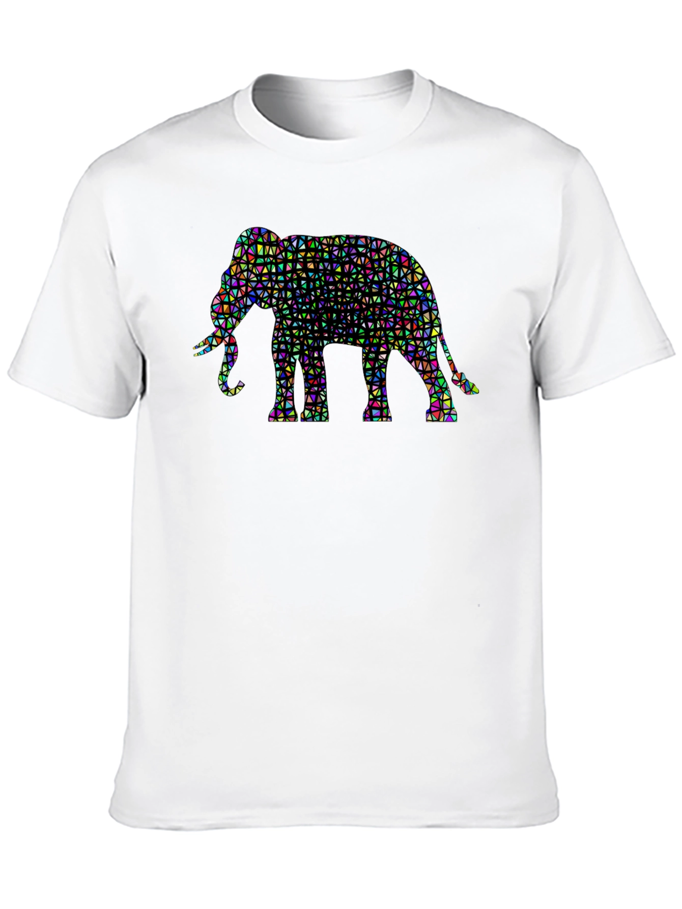 Geometric Elephant Graphic Tee - Black Cotton Shirt