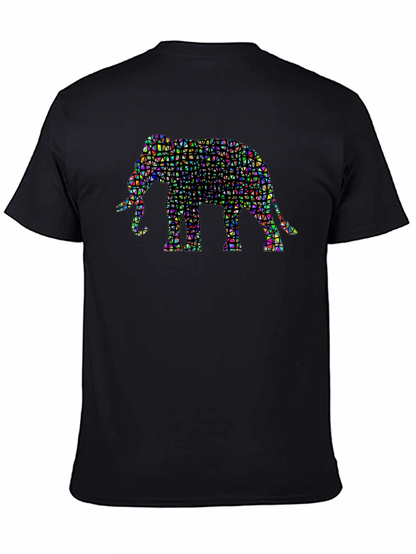 Geometric Elephant Graphic Tee - Black Cotton Shirt
