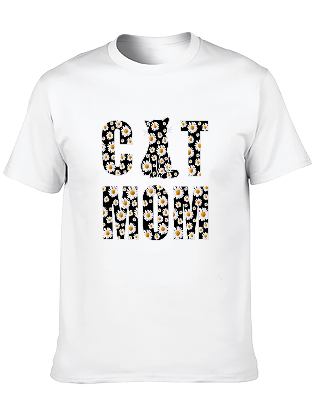 Cat Mom Daisy Print T-Shirt