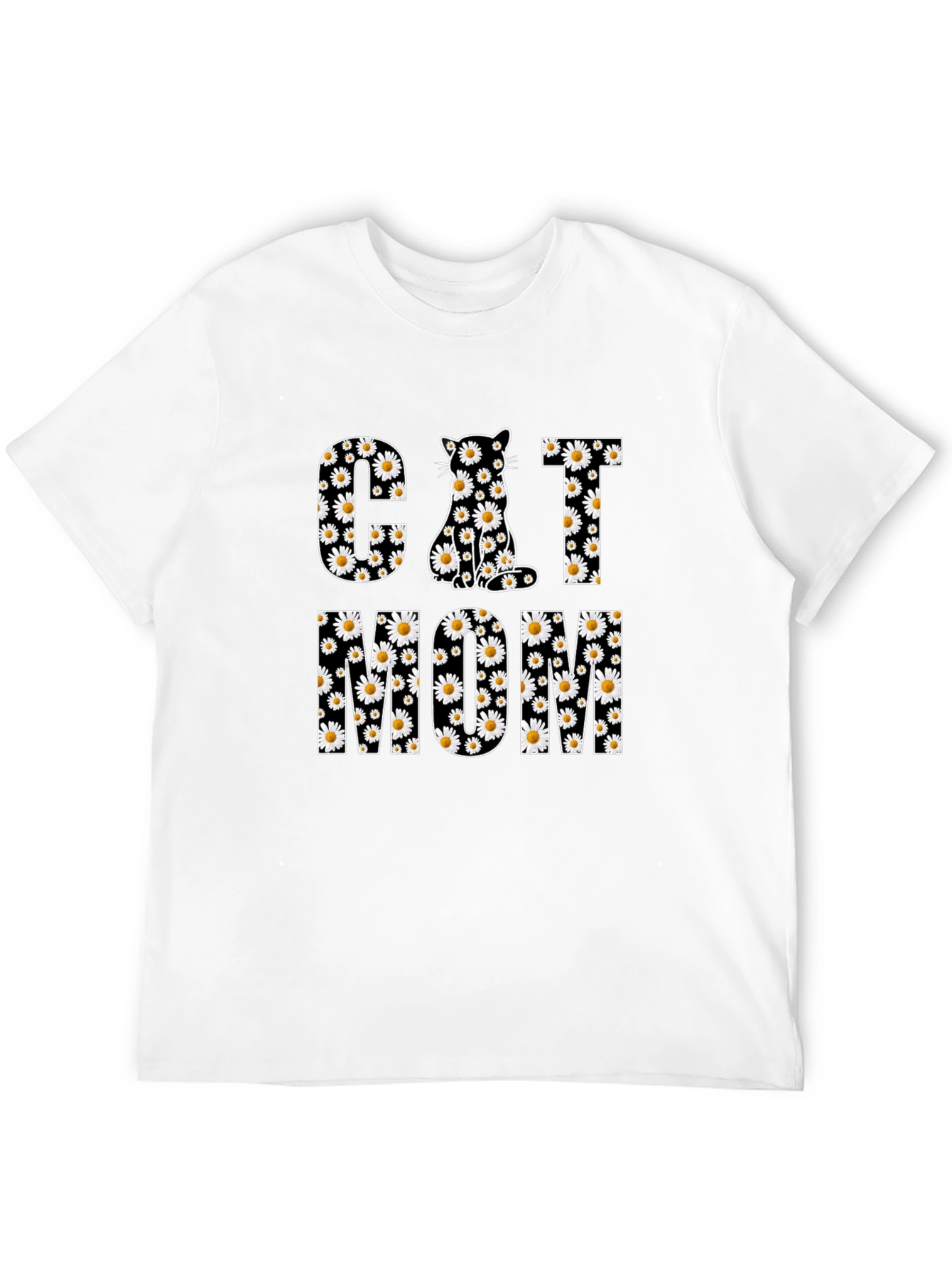 Cat Mom Daisy Print T-Shirt