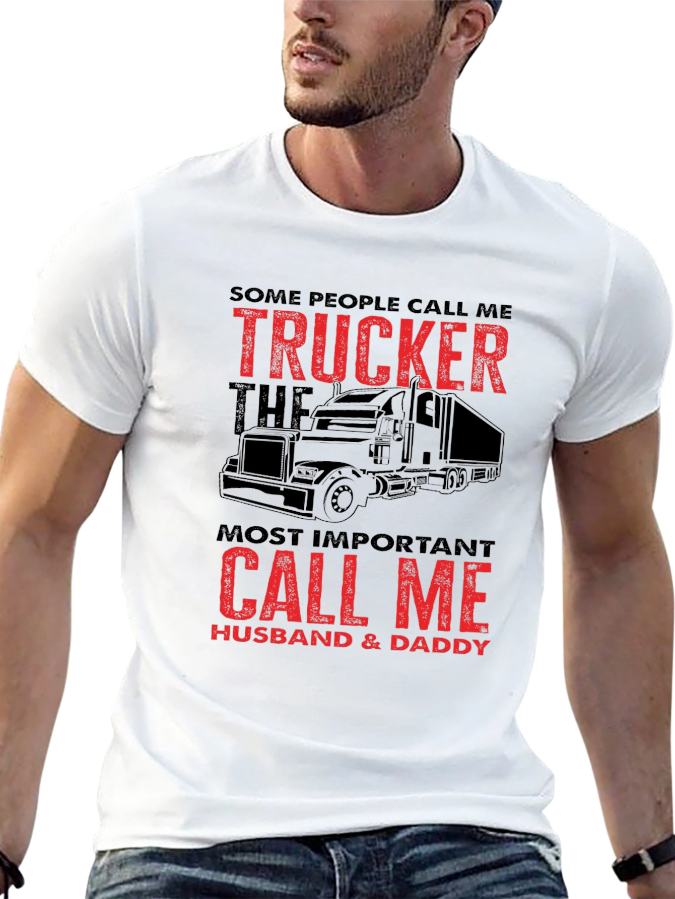 Trucker Husband Daddy T-Shirt Black