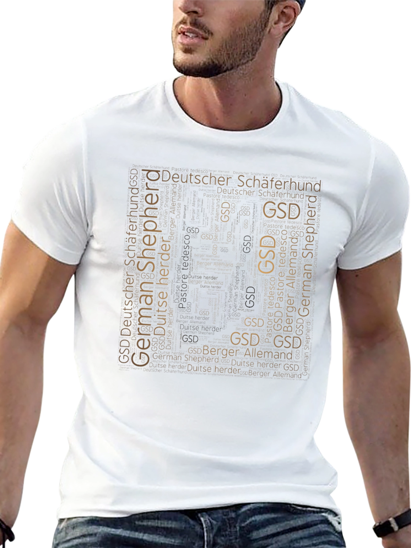 GSD German Shepherd Word Art Black T-Shirt