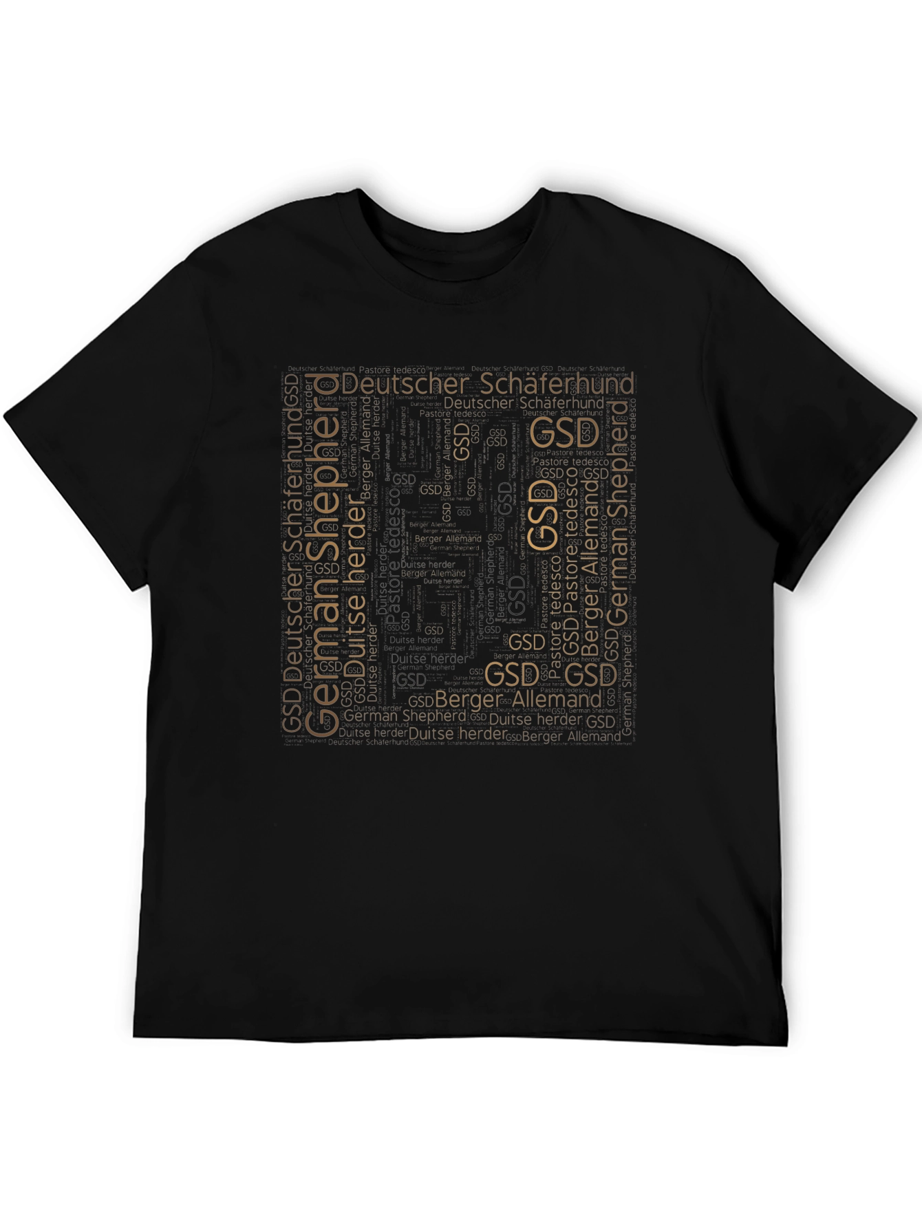 GSD German Shepherd Word Art Black T-Shirt