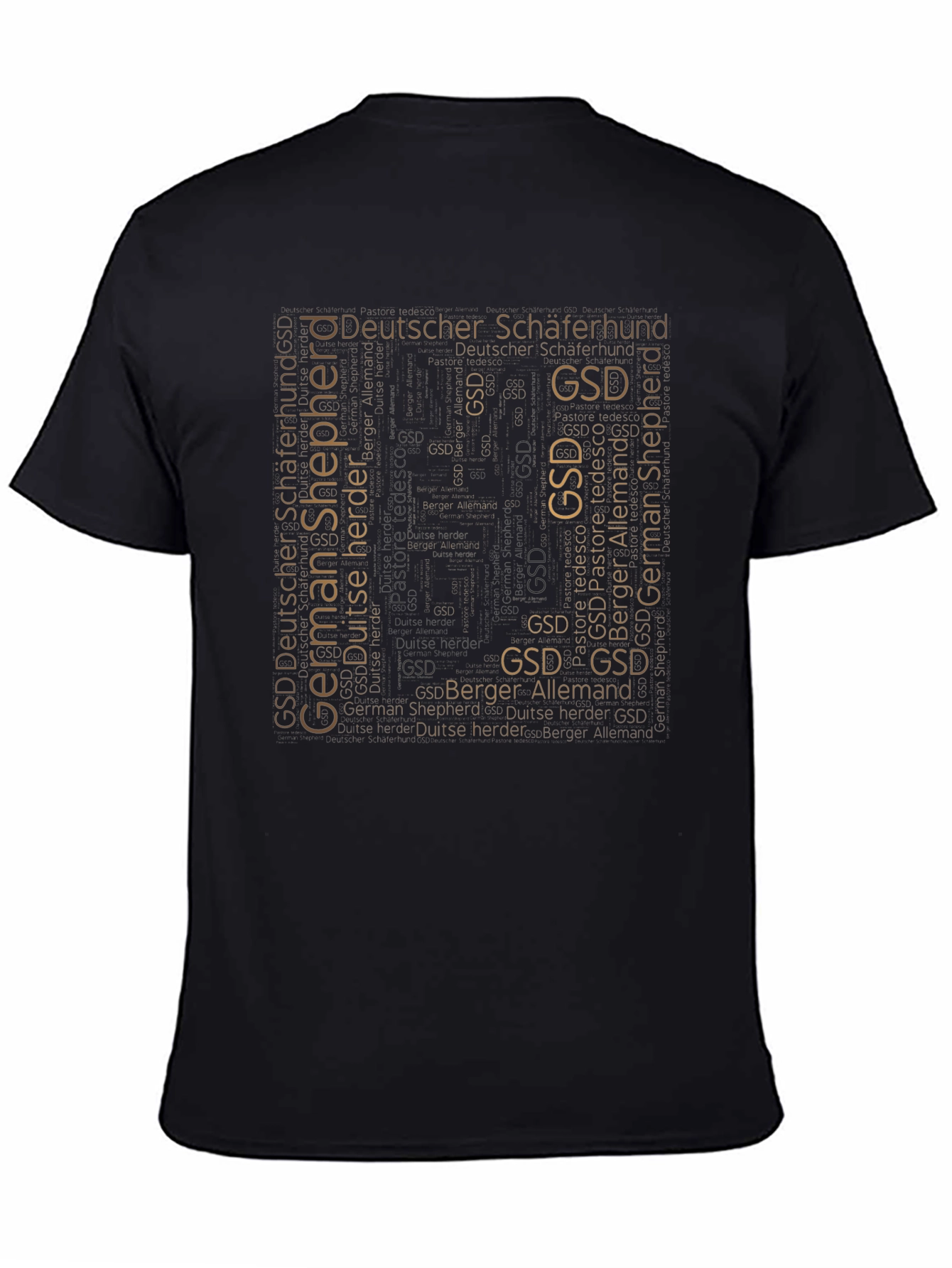 GSD German Shepherd Word Art Black T-Shirt