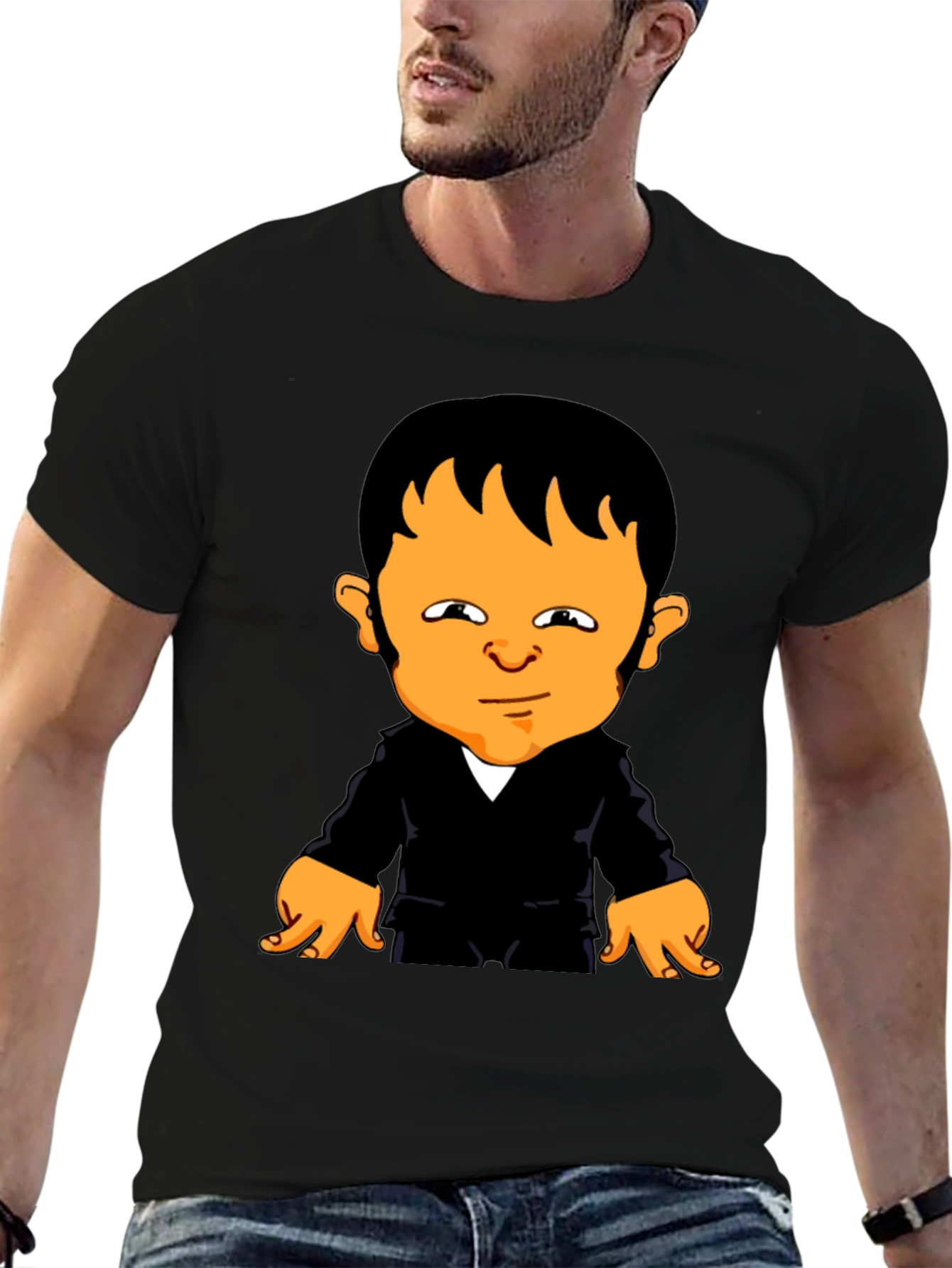 Cartoon Character Graphic Tee - Black