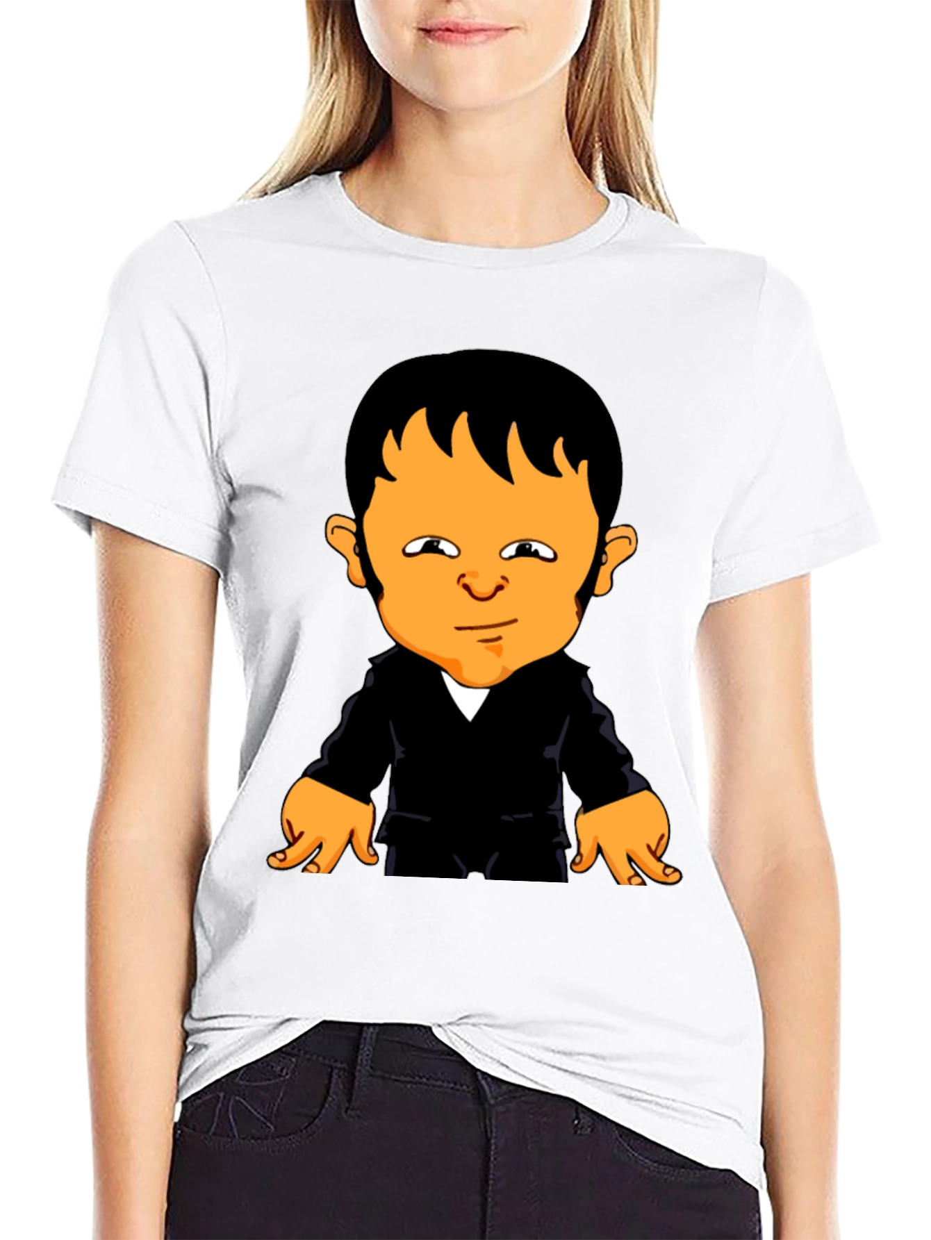 Cartoon Character Graphic Tee - Black