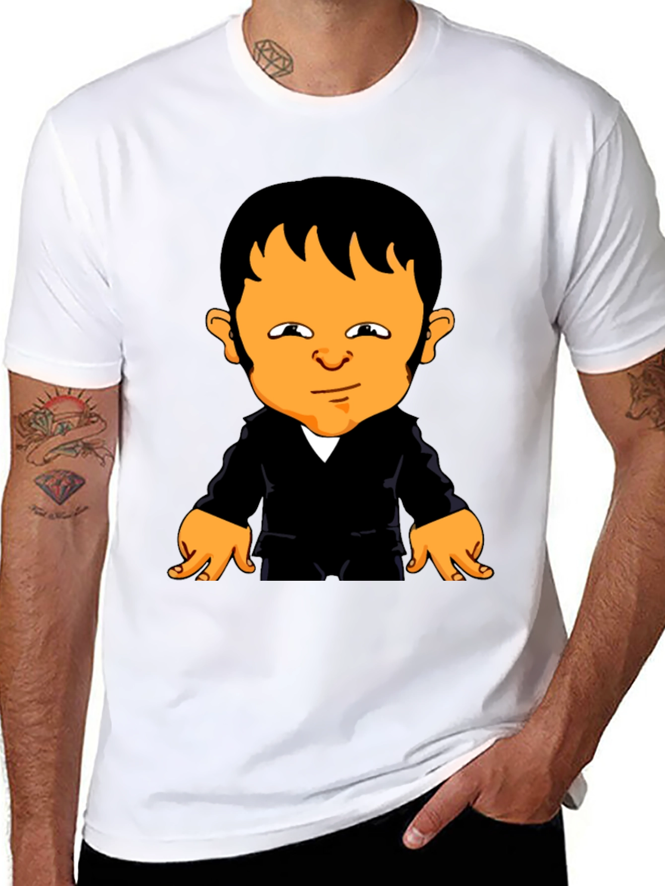 Cartoon Character Graphic Tee - Black