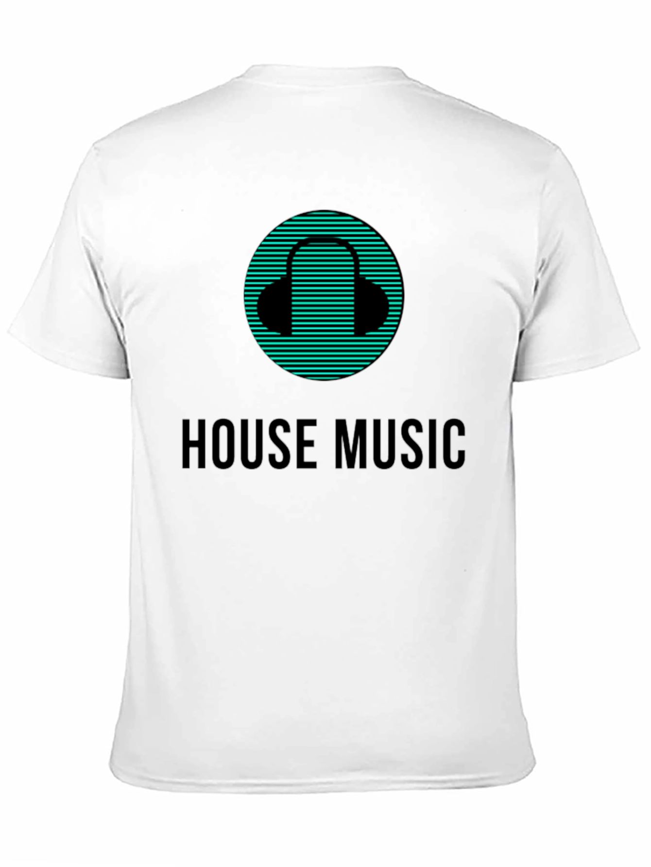 House Music Black T-Shirt with Headphone Design