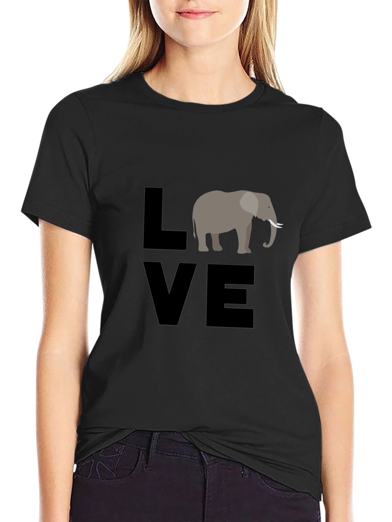 Love Elephants Graphic T-Shirt - Black Cotton Tee
