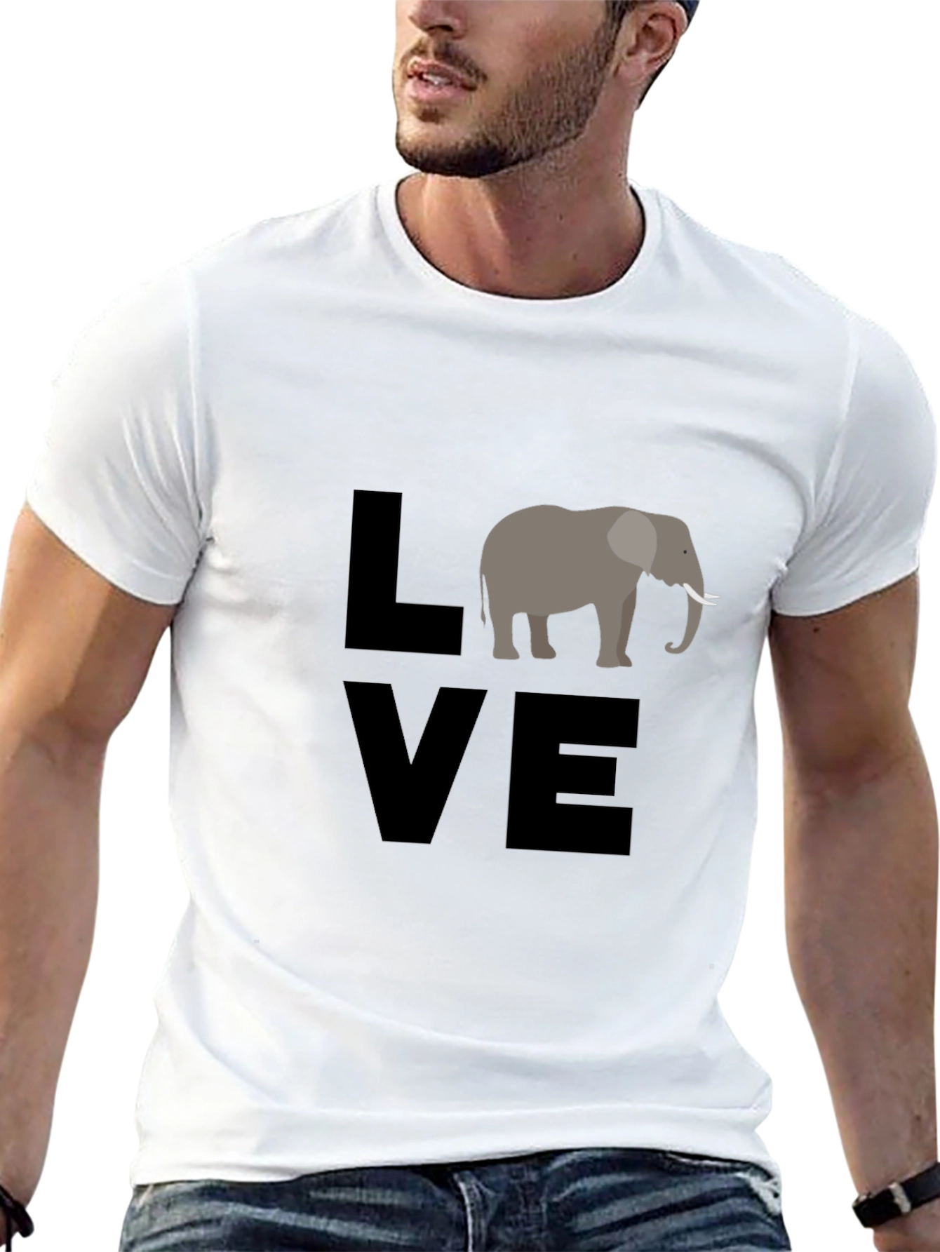 Love Elephants Graphic T-Shirt - Black Cotton Tee