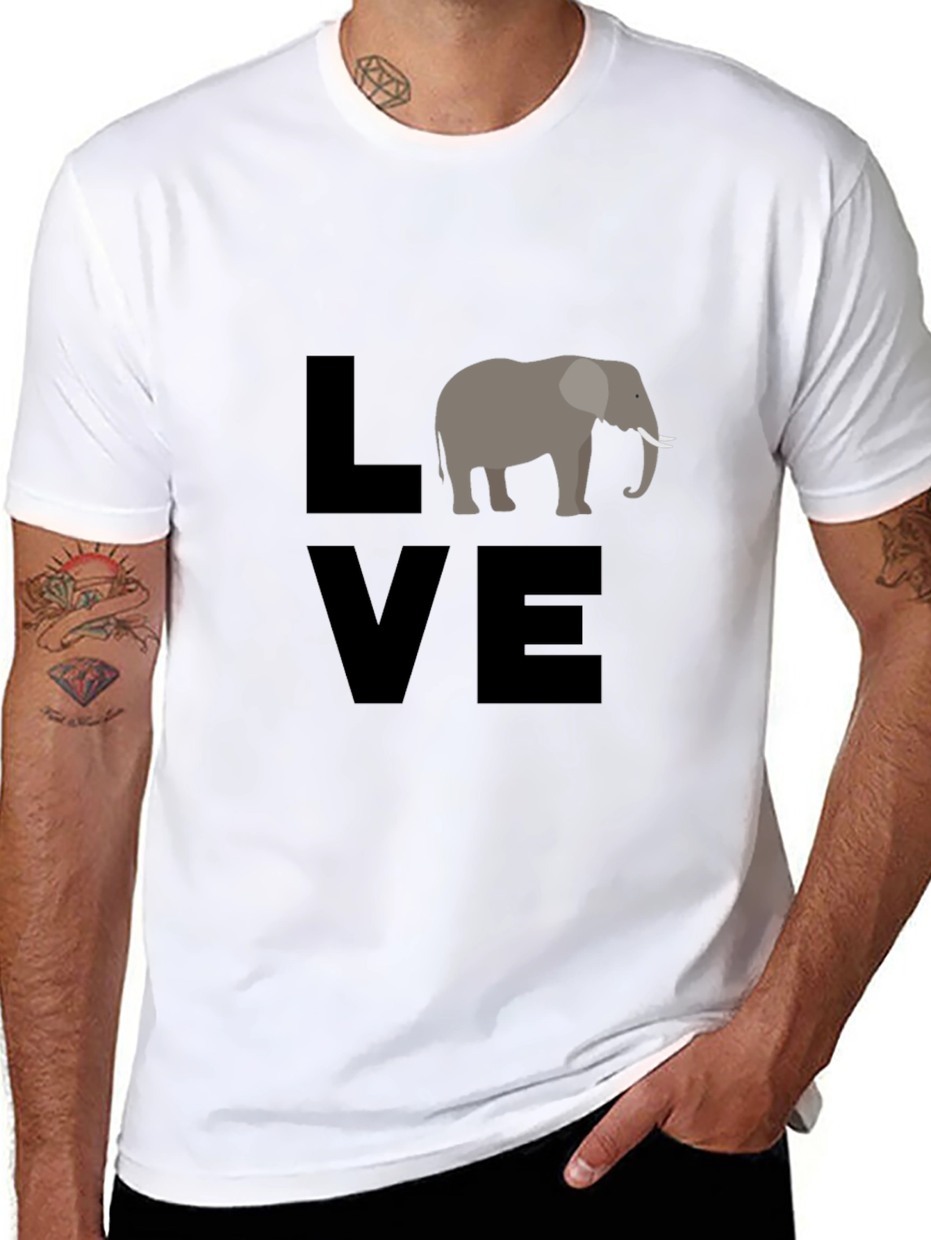 Love Elephants Graphic T-Shirt - Black Cotton Tee