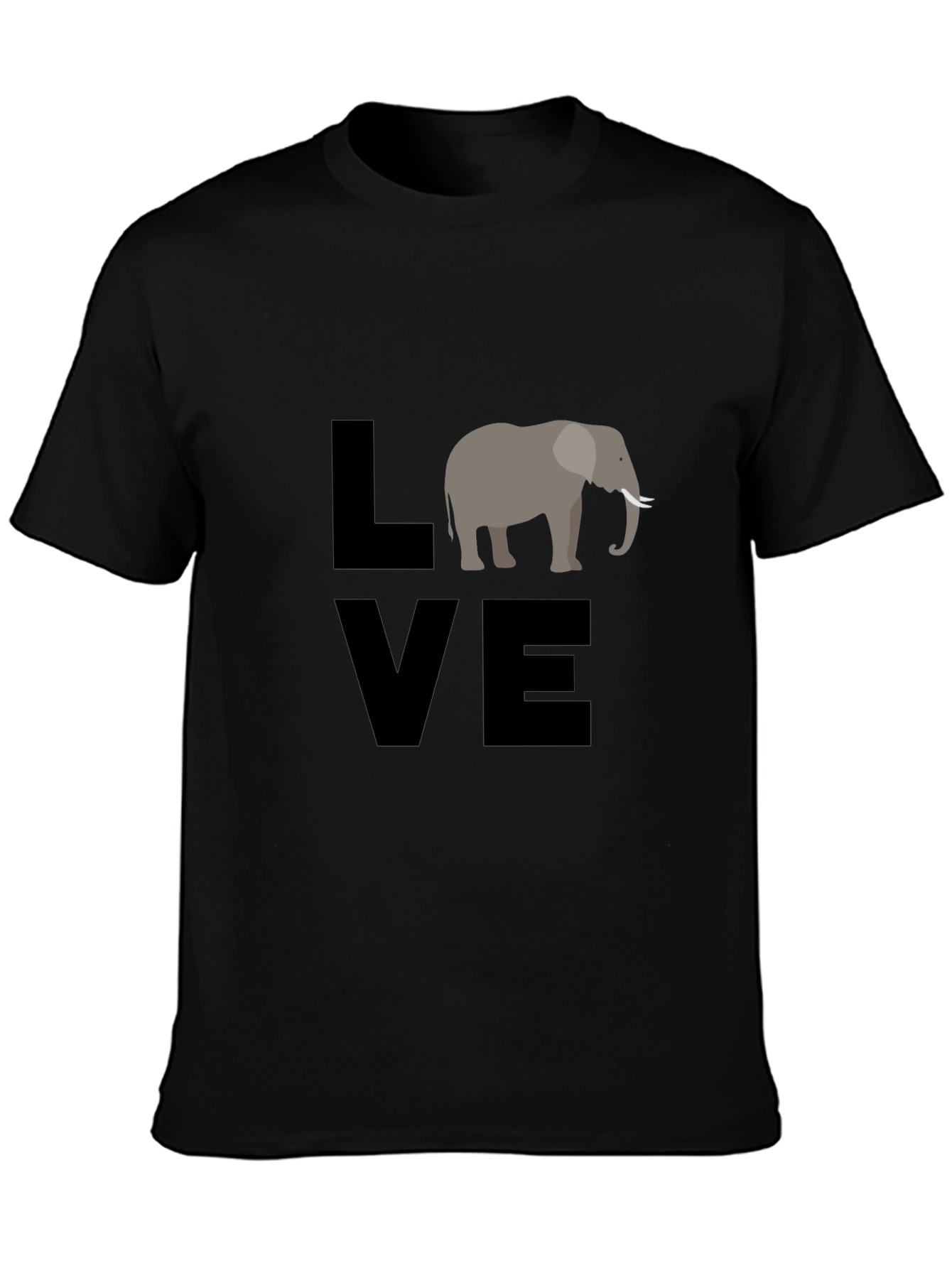 Love Elephants Graphic T-Shirt - Black Cotton Tee