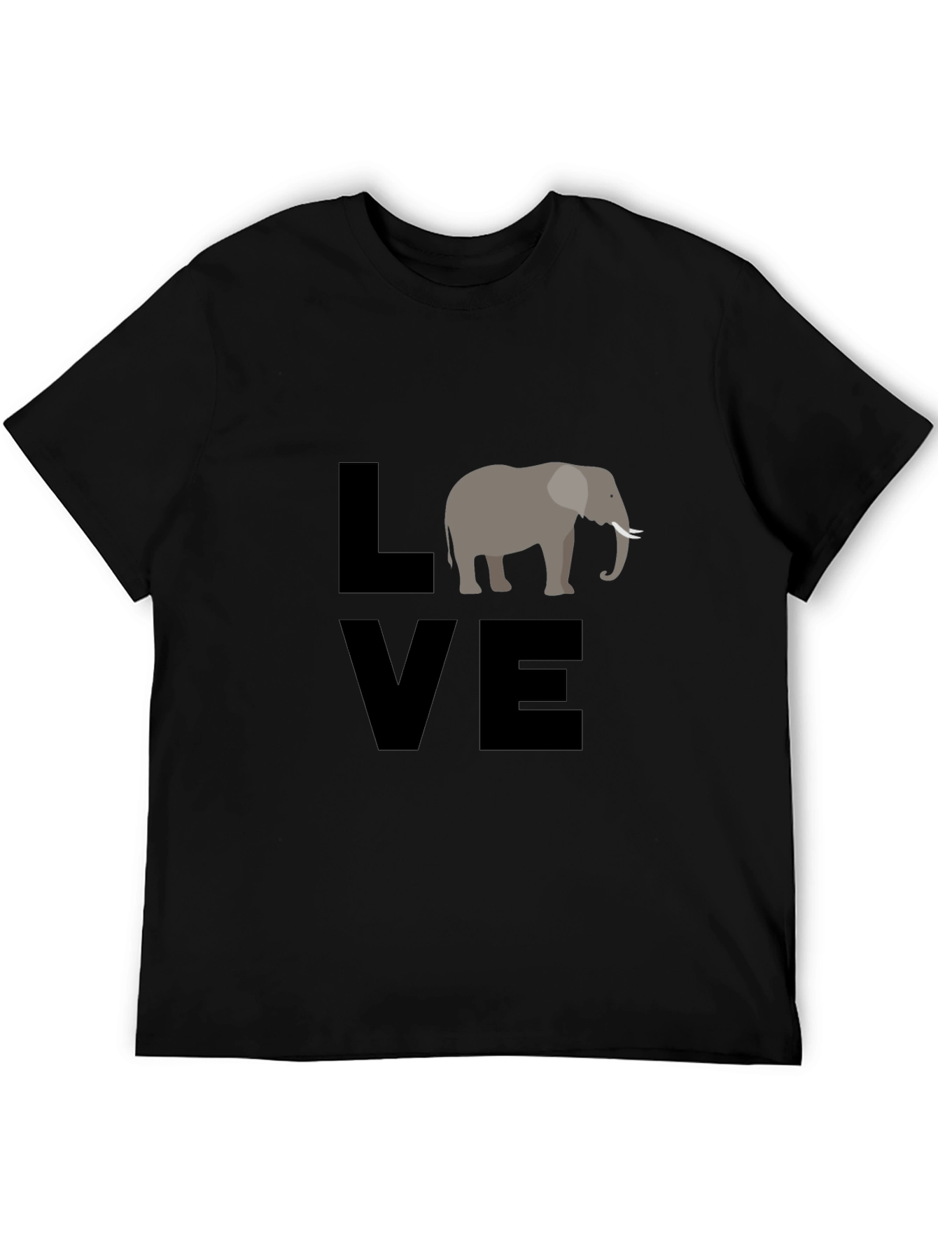 Love Elephants Graphic T-Shirt - Black Cotton Tee