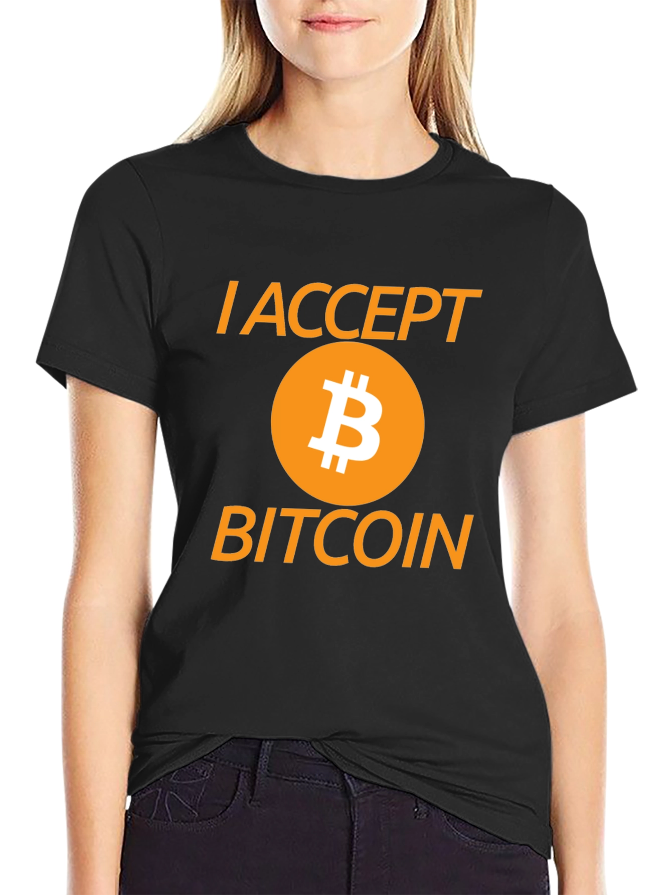 I Accept Bitcoin Black Graphic Tee