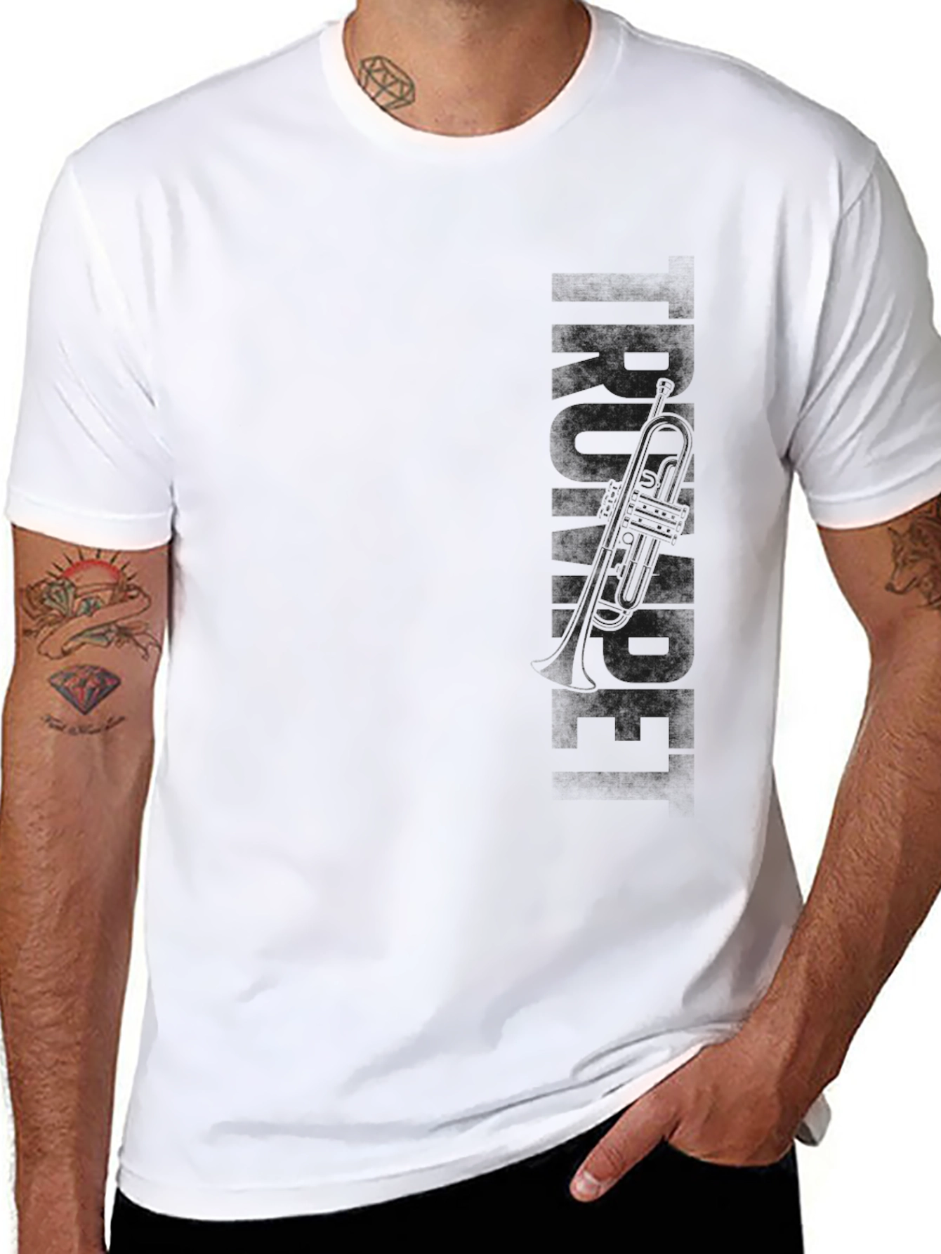 Black Trumpet Graphic Tee - Mens Crew Neck