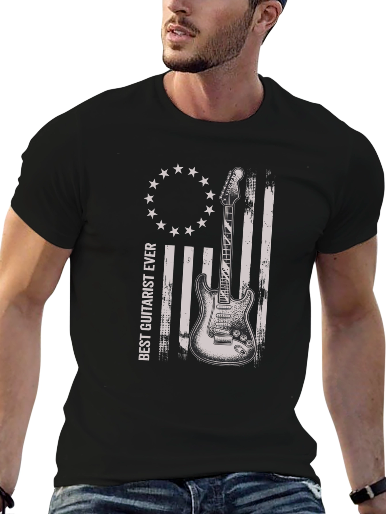 Best Guitarist Ever T-Shirt - American Flag Style Design