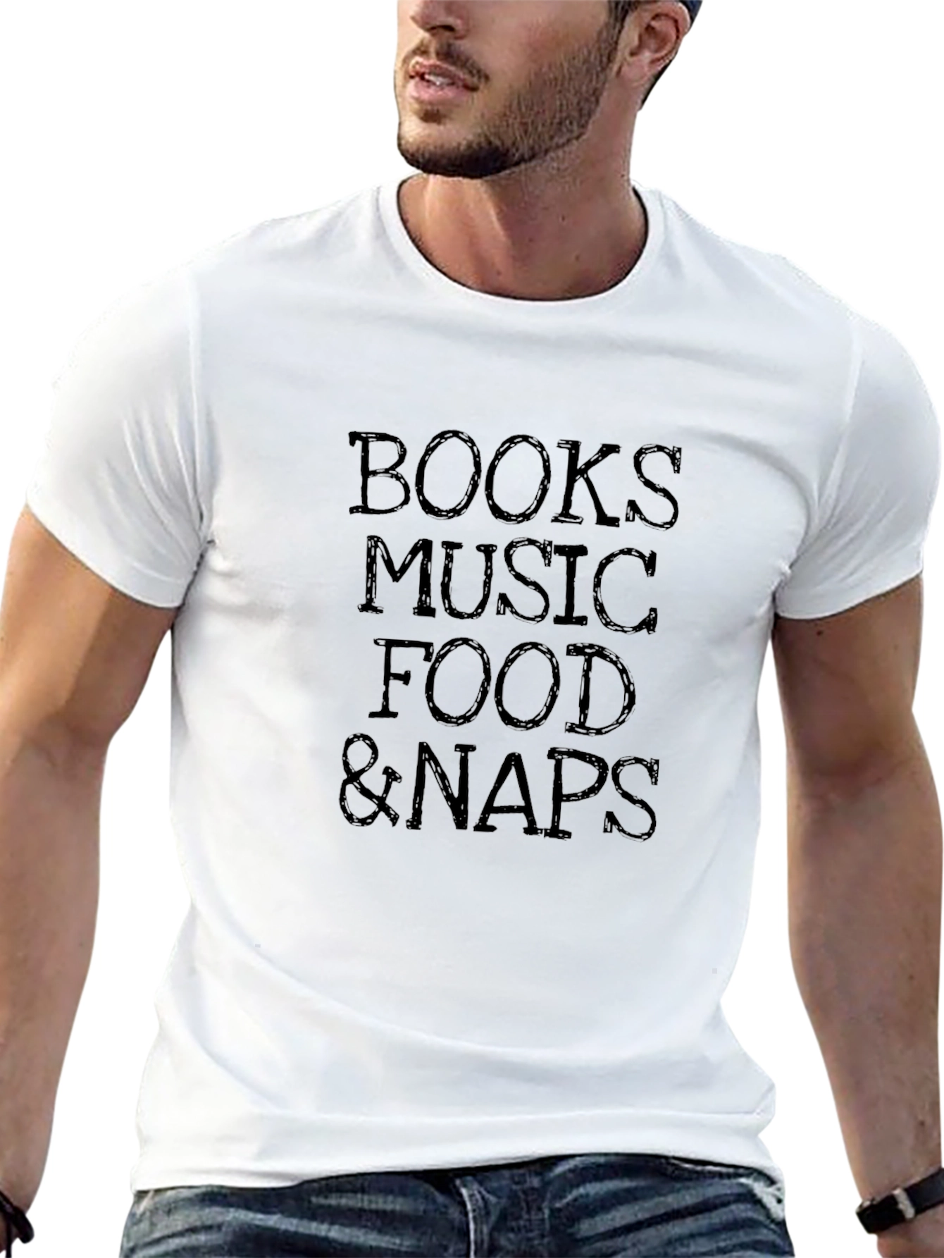Books Music Food & Naps Black Graphic Tee
