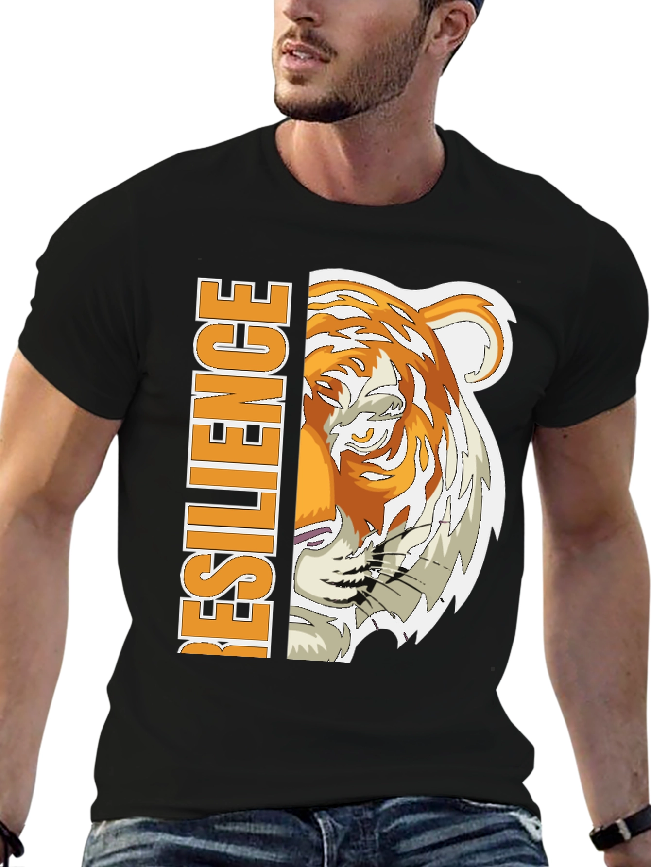 Resilience Tiger Graphic Tee - Black Cotton Blend