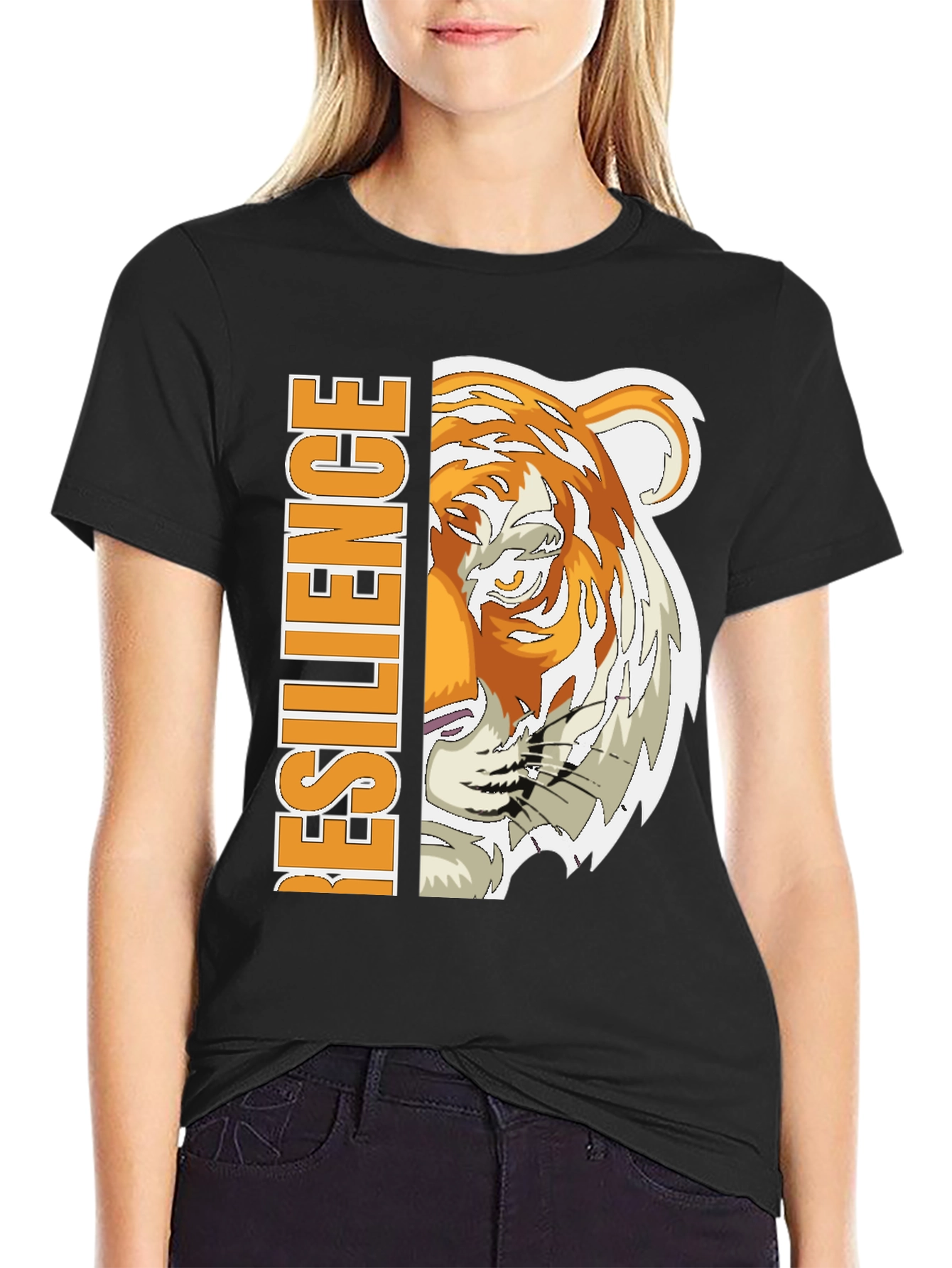 Resilience Tiger Graphic Tee - Black Cotton Blend